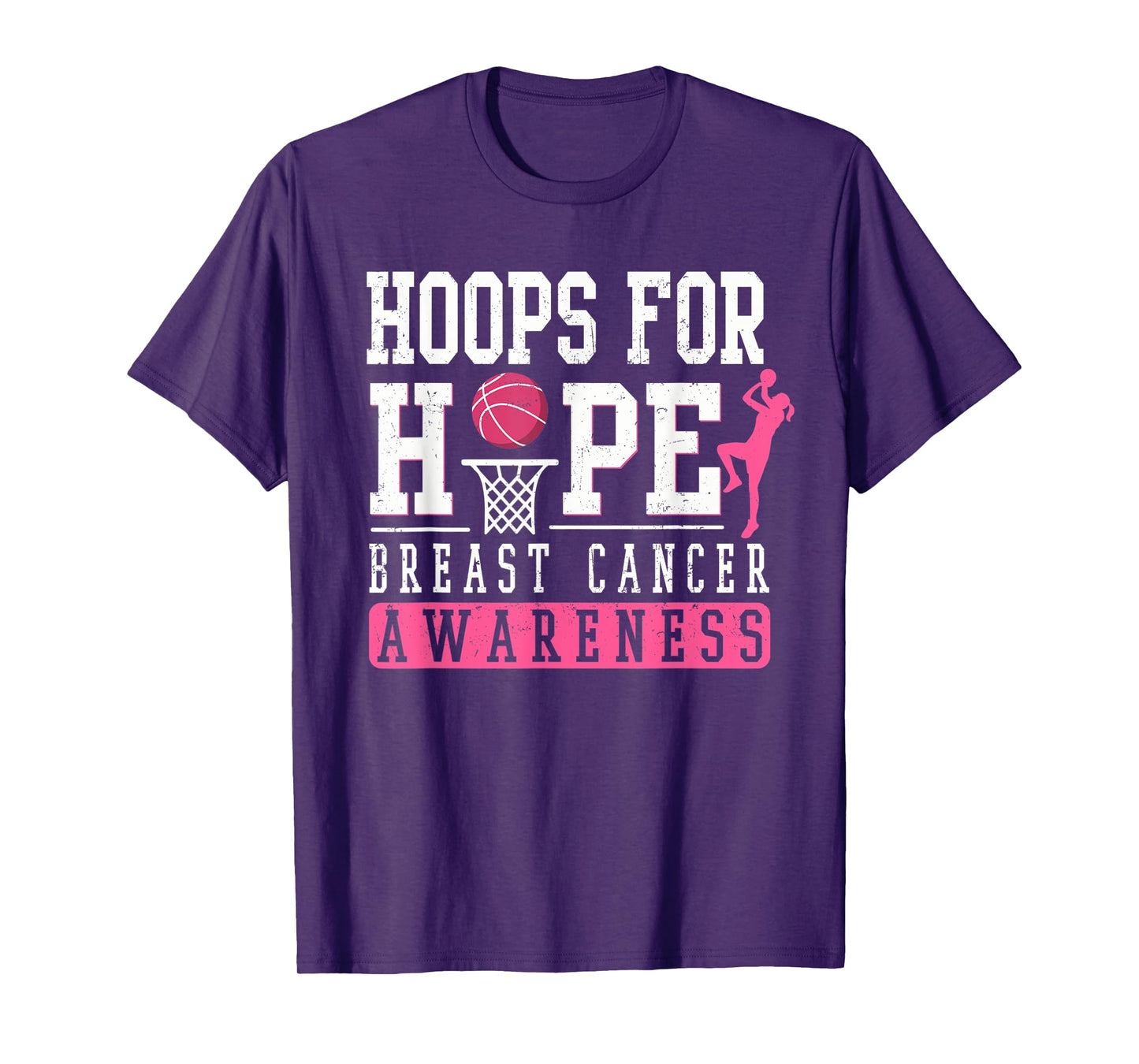 Hoops For Hope Basketball Player Breast Cancer Awareness T-Shirt