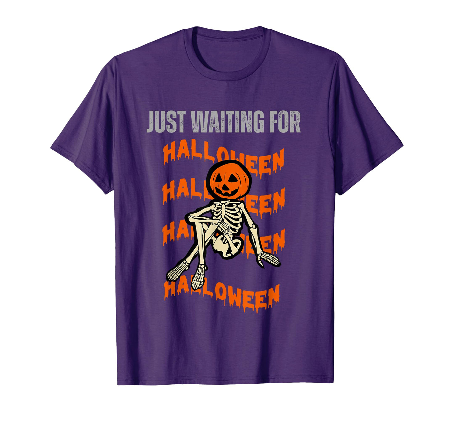 Just Waiting for Halloween Spooky Skeleton Funny T-Shirt