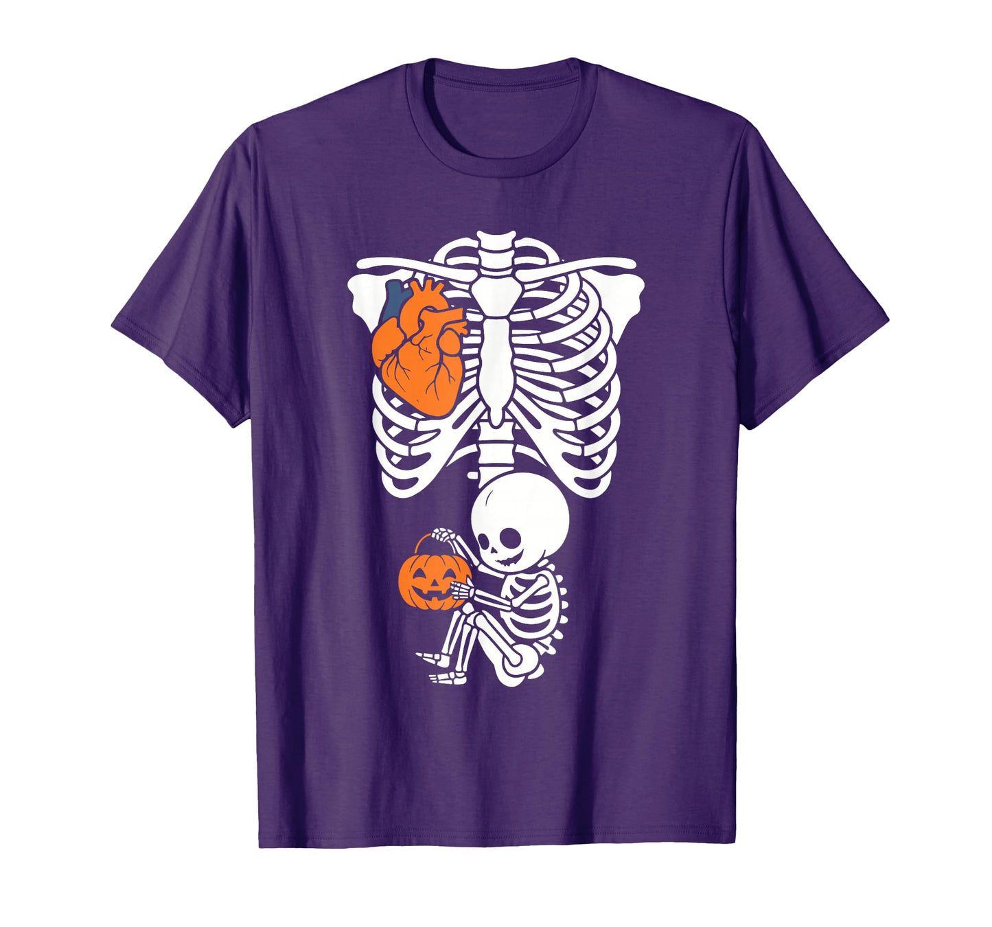 Pregnancy Skeleton with Baby Halloween Boy Pregnant Pumpkin T-Shirt