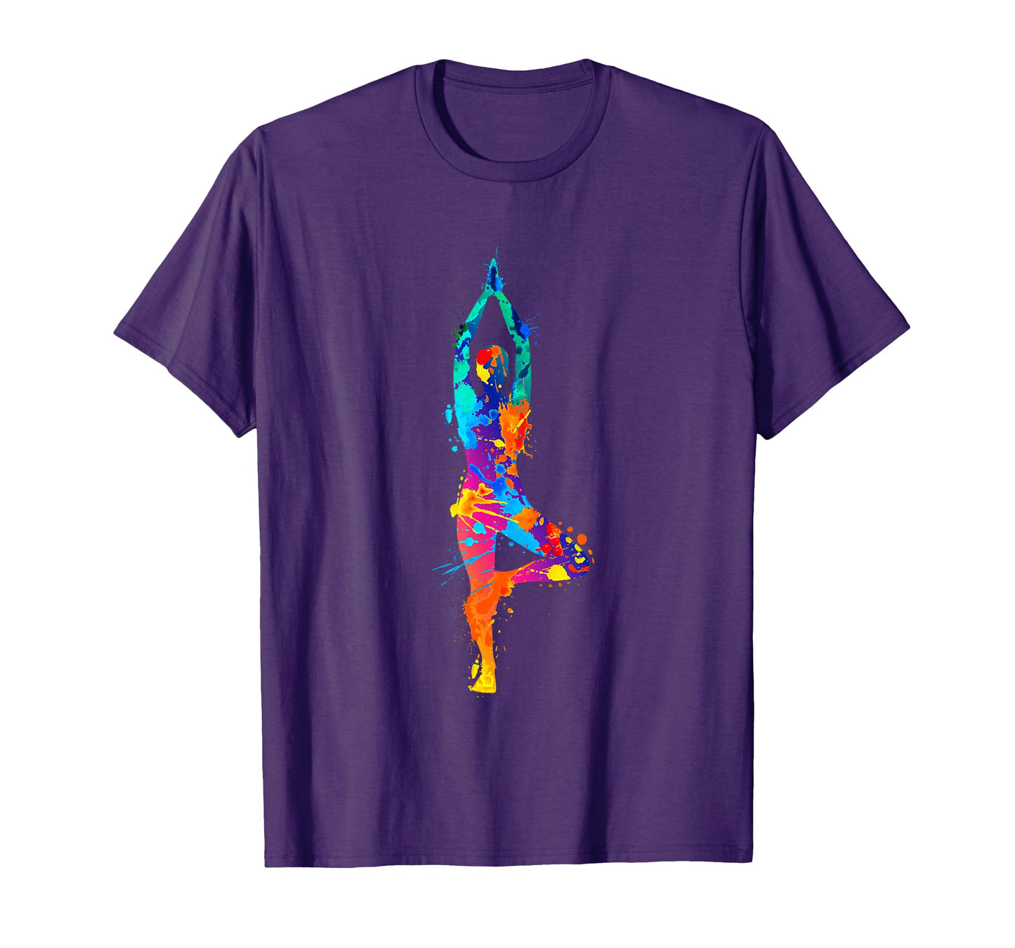 Artistic Yoga Watercolor Yoga Tree Colorful T-Shirt