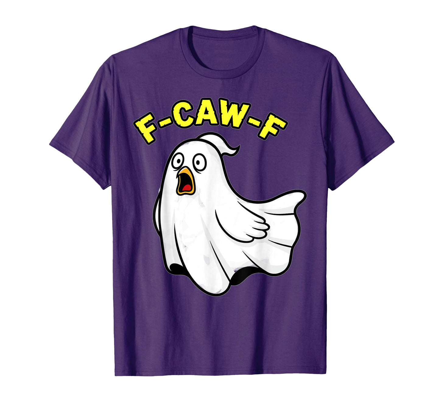 Funny Halloween Ghost Bird F-Caw-F Spooky Design T-Shirt