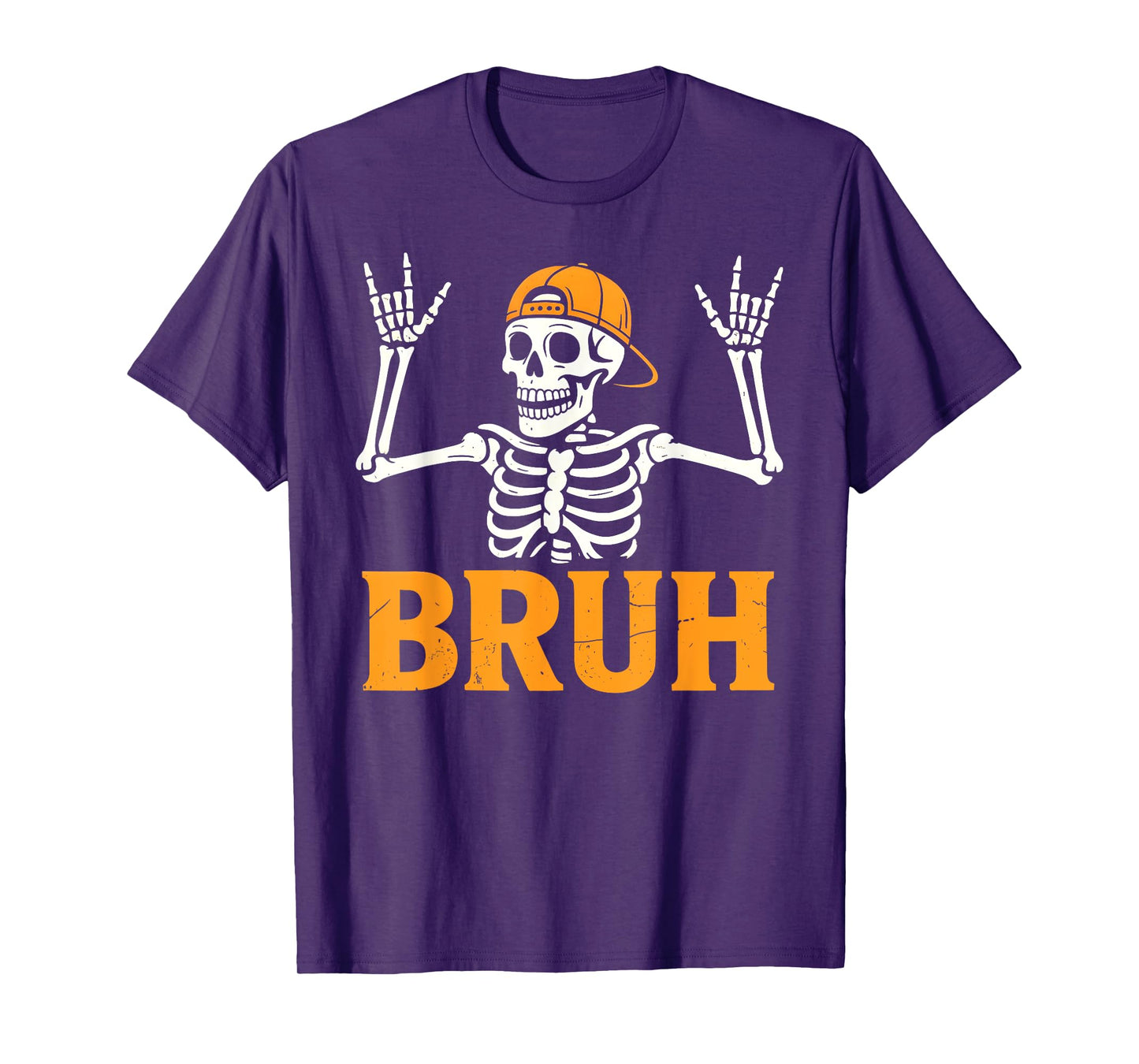 Bruh Punk Rock Skeleton Cool Rocker Halloween Men Boys Kids T-Shirt