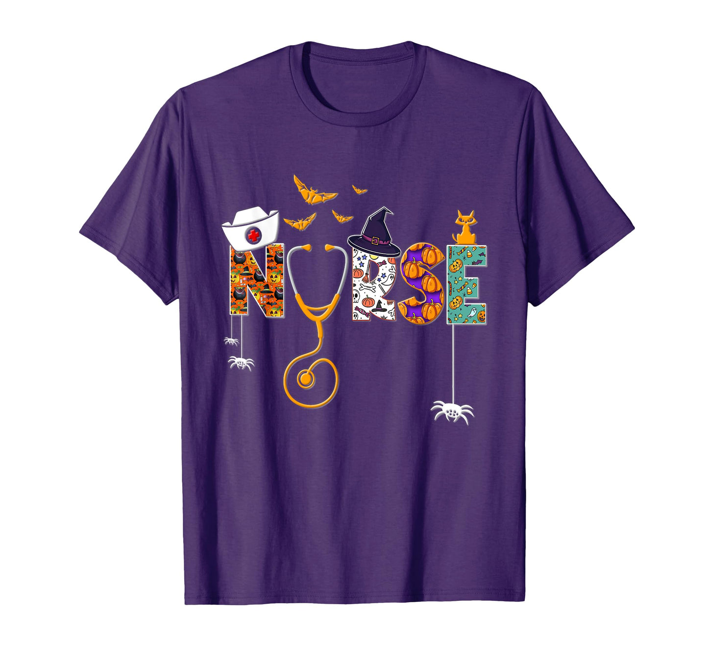 Halloween Nurse Nursing Cute Health Worker Halloween Pattern T-Shirt