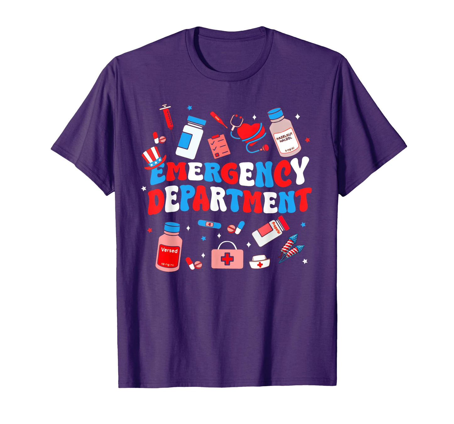 Emergency Department ER Nurse USA Flag Patriotic 4th Of July T-Shirt