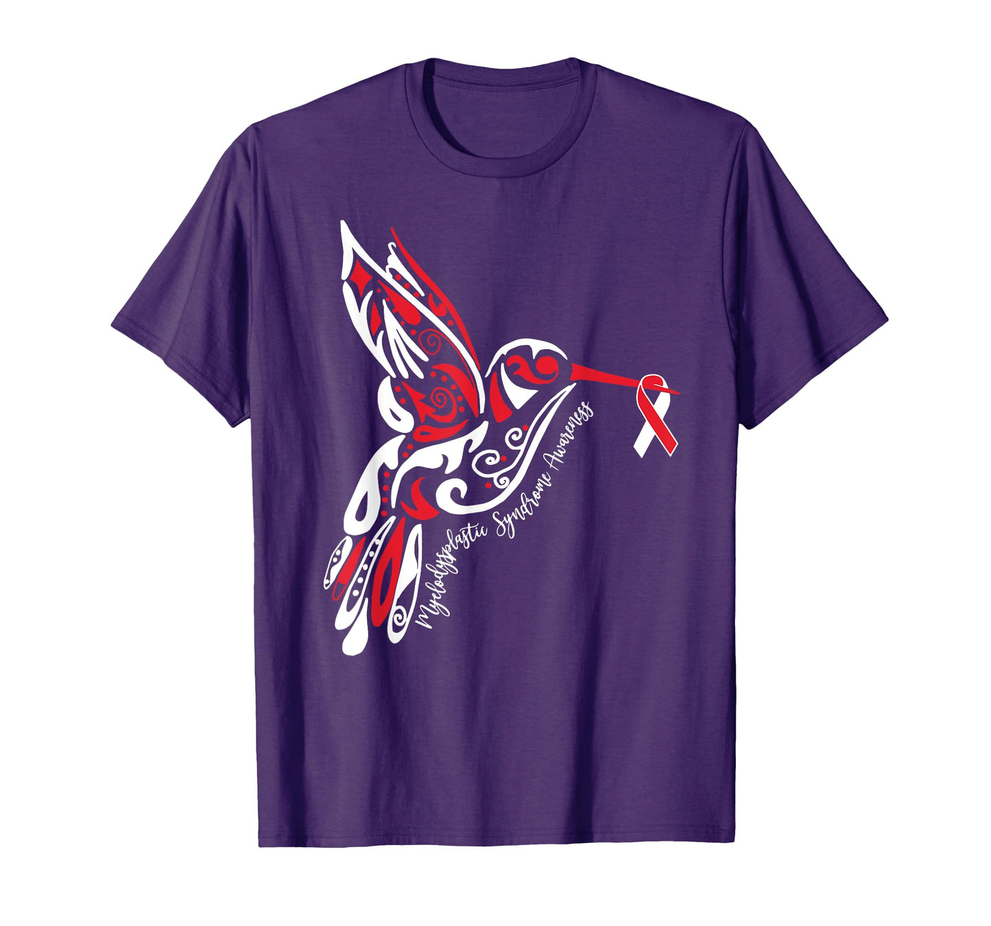 Myelodysplastic Syndrome MDS Awareness Hummingbird Ribbon T-Shirt