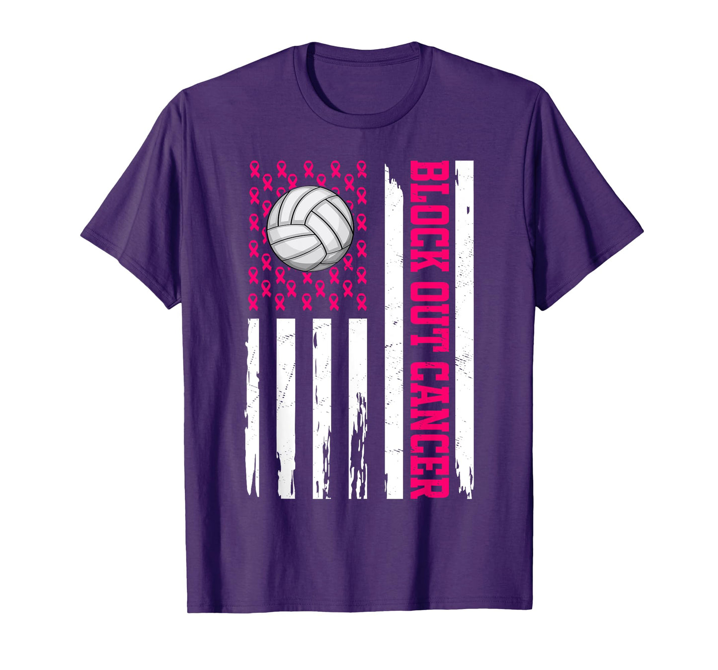 Volleyball Breast Cancer Awareness Block Out Cancer T-Shirt