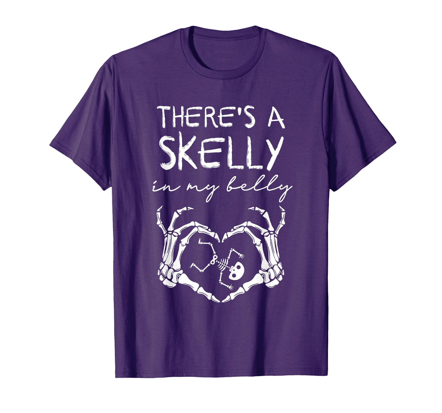 Funny Skeleton There's Skelly in My Belly Pregnant Halloween T-Shirt