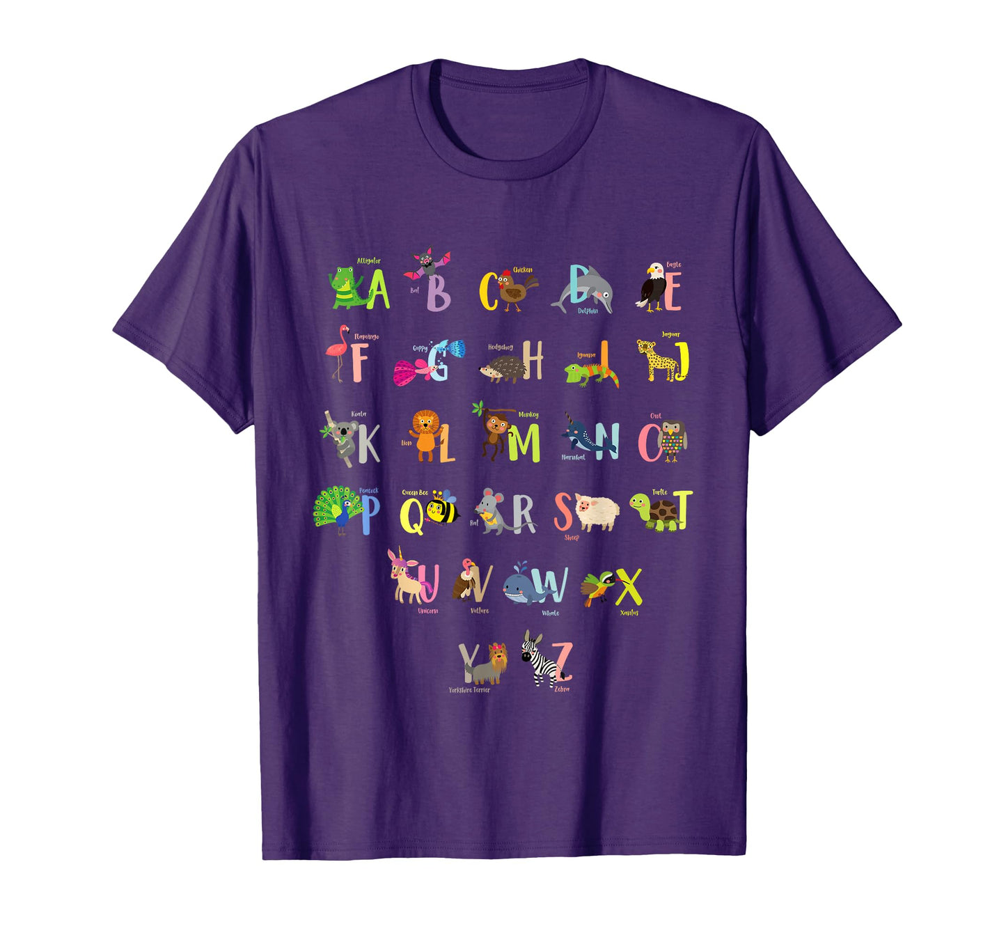 ABC Animals Identification A-Z Types Of Zoo Animals Alphabet T-Shirt