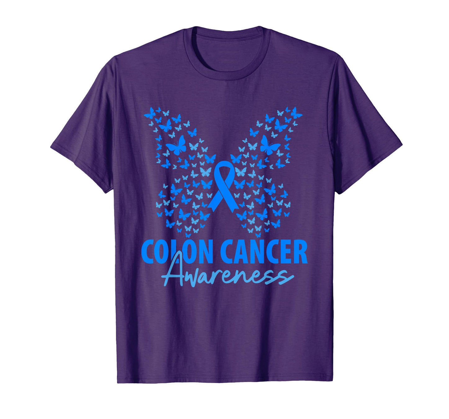 Colorectal Colon Cancer Awareness Blue Ribbon Butterfly T-Shirt