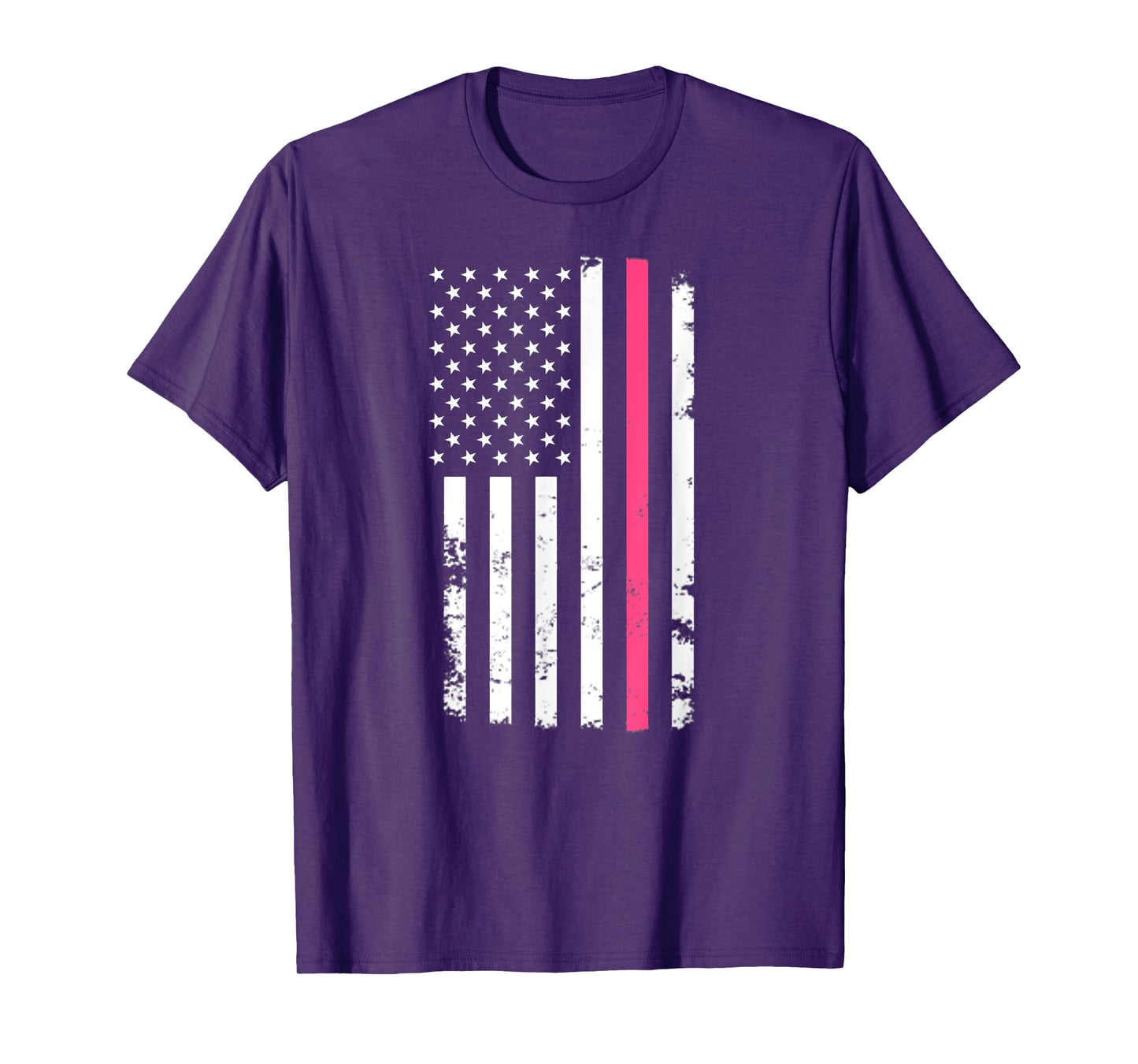 American Flag Pink Line For Breast Cancer T-Shirt T-Shirt
