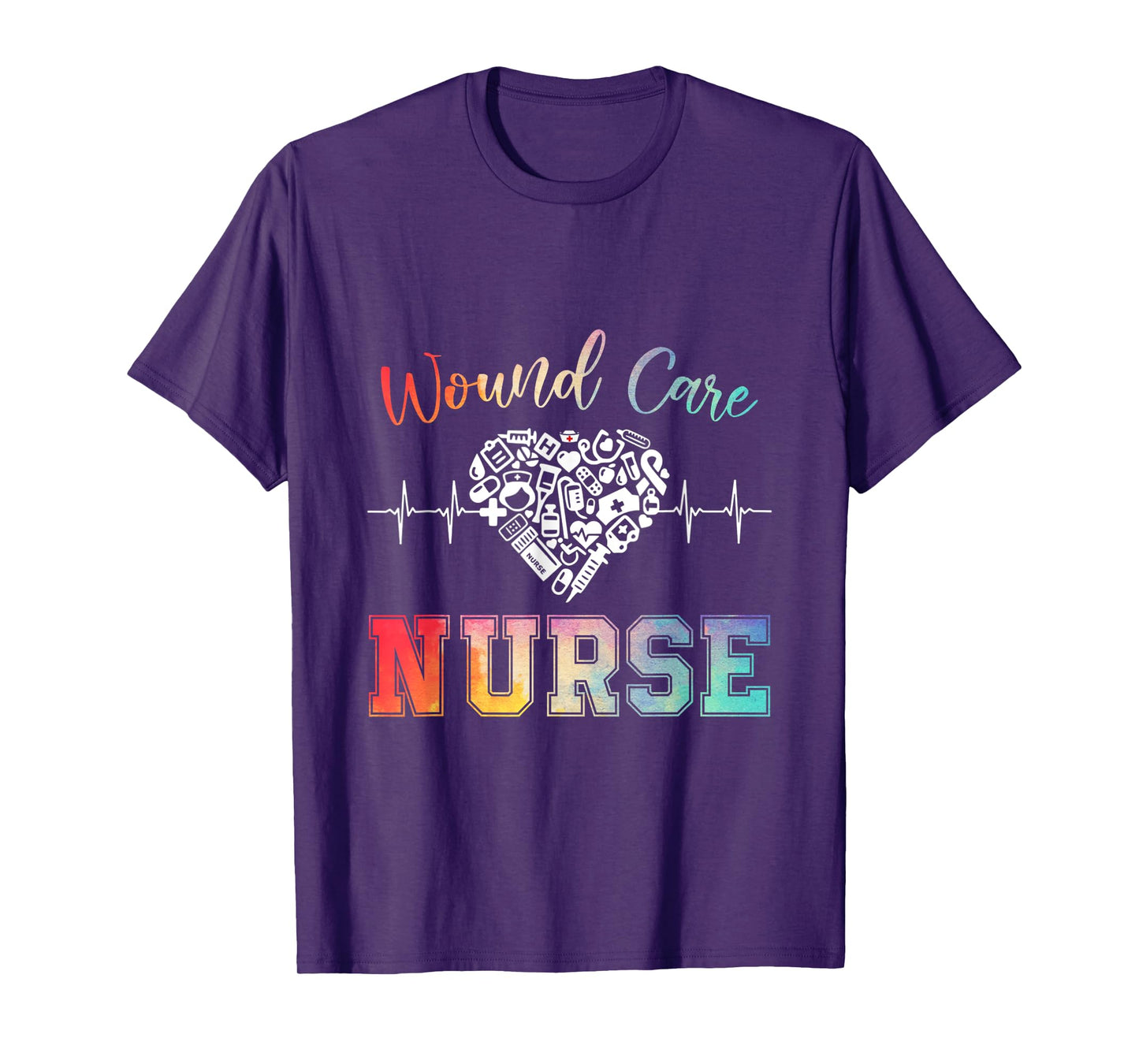 Wound Care Nurse Watercol Love Heart Stethoscope Nurse Women T-Shirt