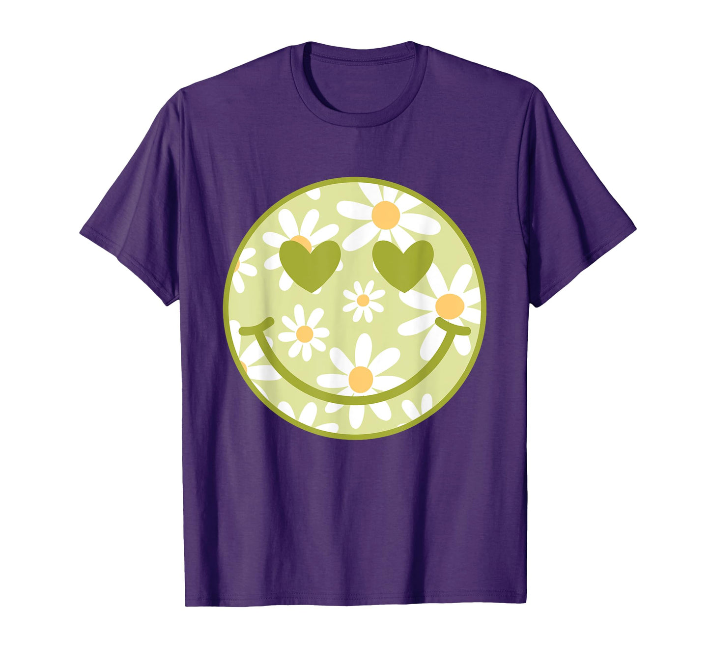 Retro Green Happy Face Checkered Pattern Smile Face Trendy T-Shirt
