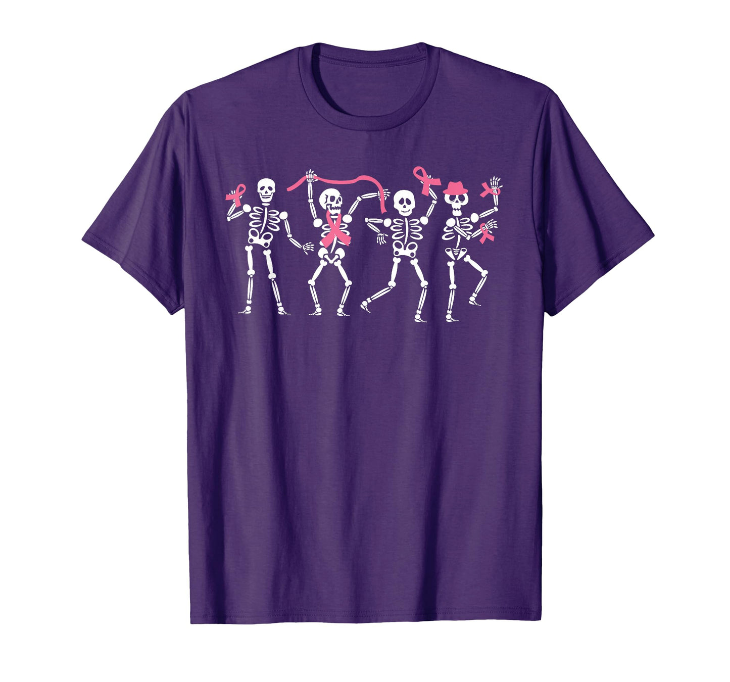 Dancing Skeleton Pink Ribbon Breast Cancer Awareness Support T-Shirt