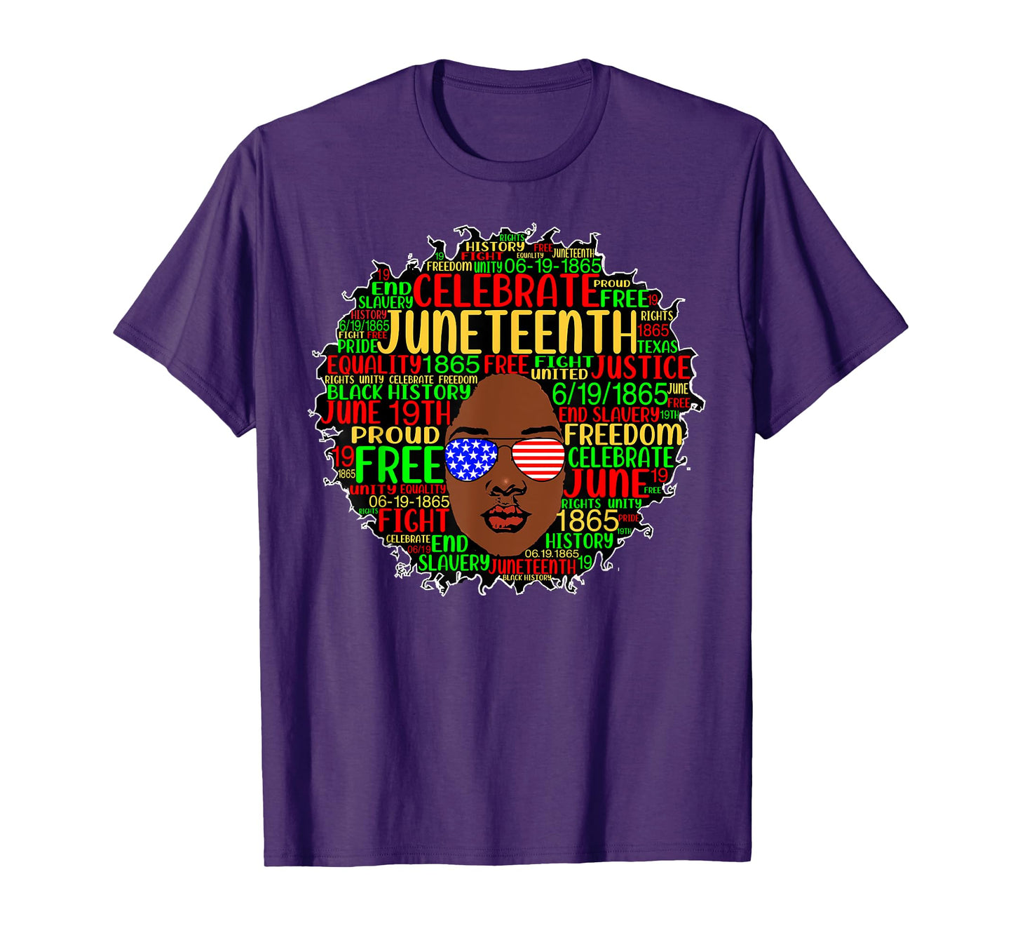 Afro Word Art Juneteenth History Natural Hair Sunglasses T-Shirt