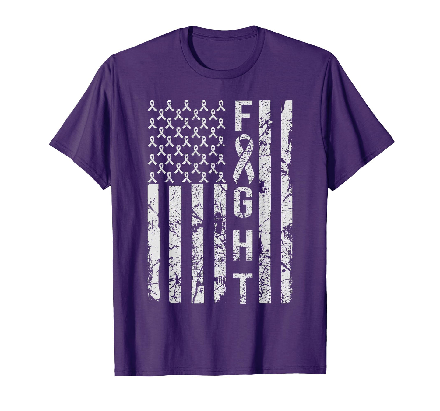 American Flag Distressed Lung Cancer Awareness T-Shirt for Women Men