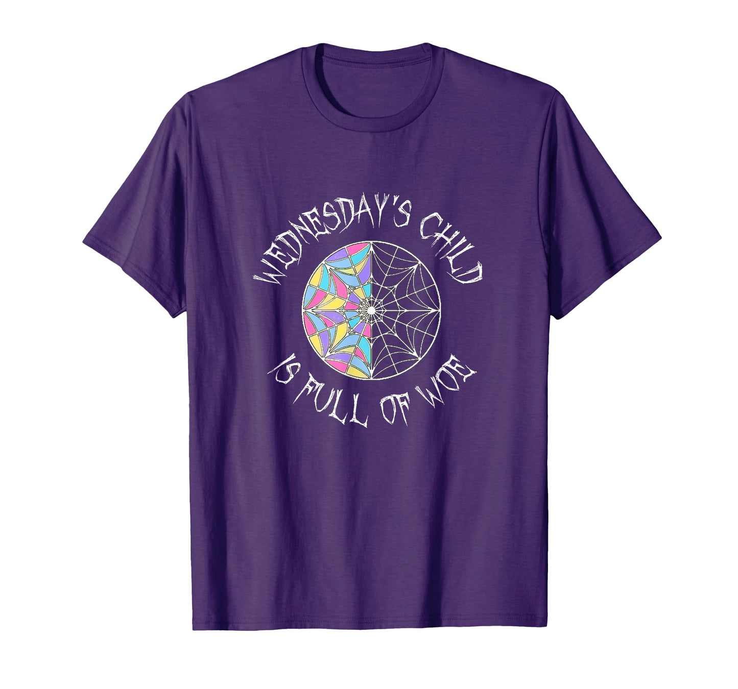Wednesday's Child is Full of Woe Black Round Colored Window T-Shirt