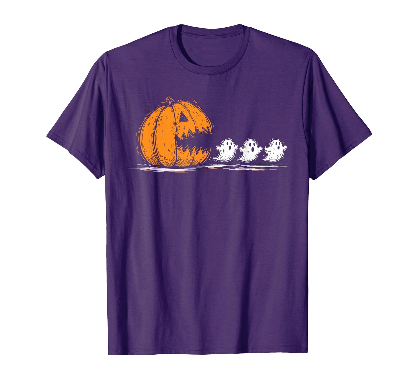 Pumpkin Chasing Ghosts Funny Spooky Halloween Costume T-Shirt