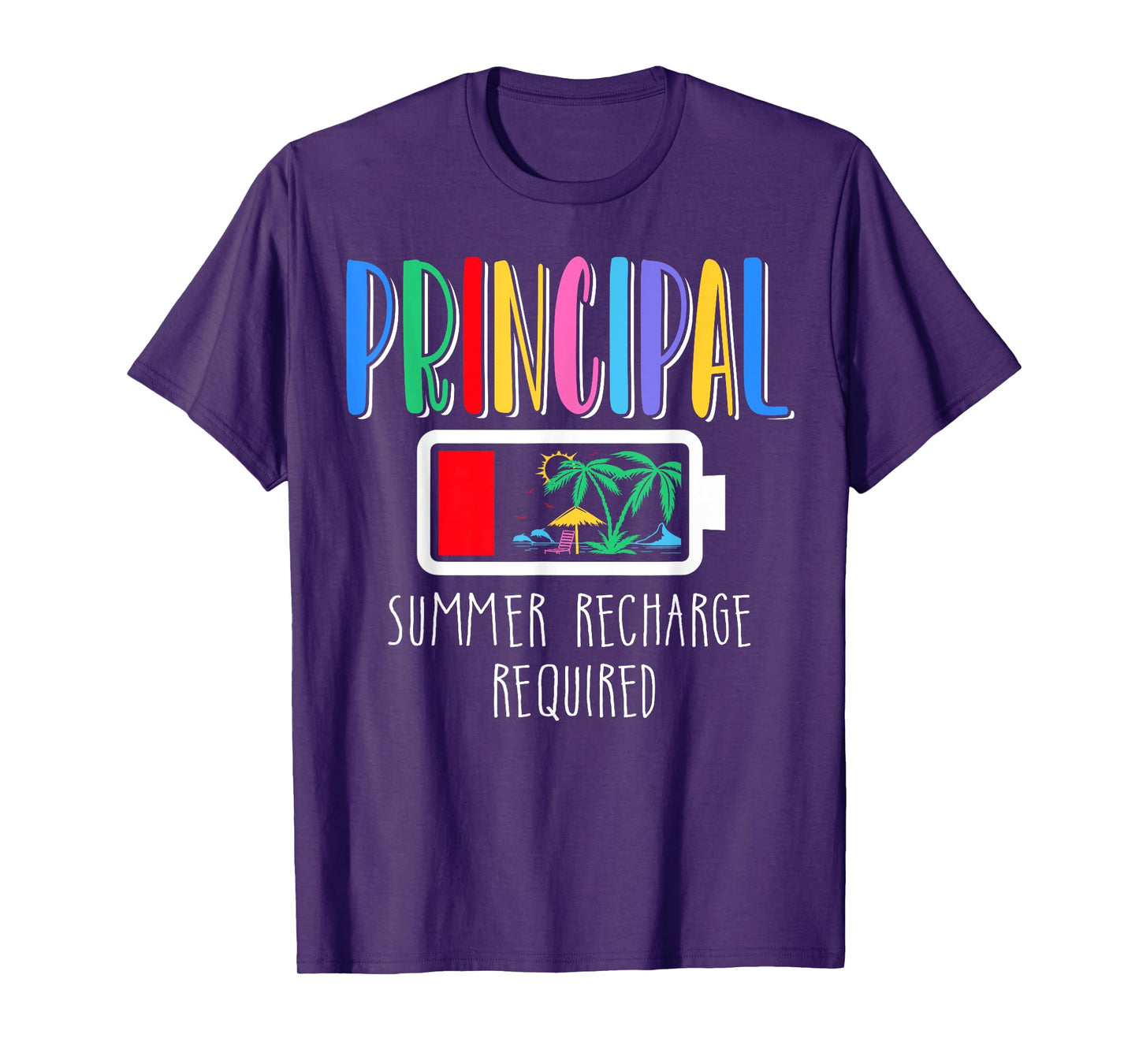 Cute Principal Summer Recharge Required Last day of School T-Shirt