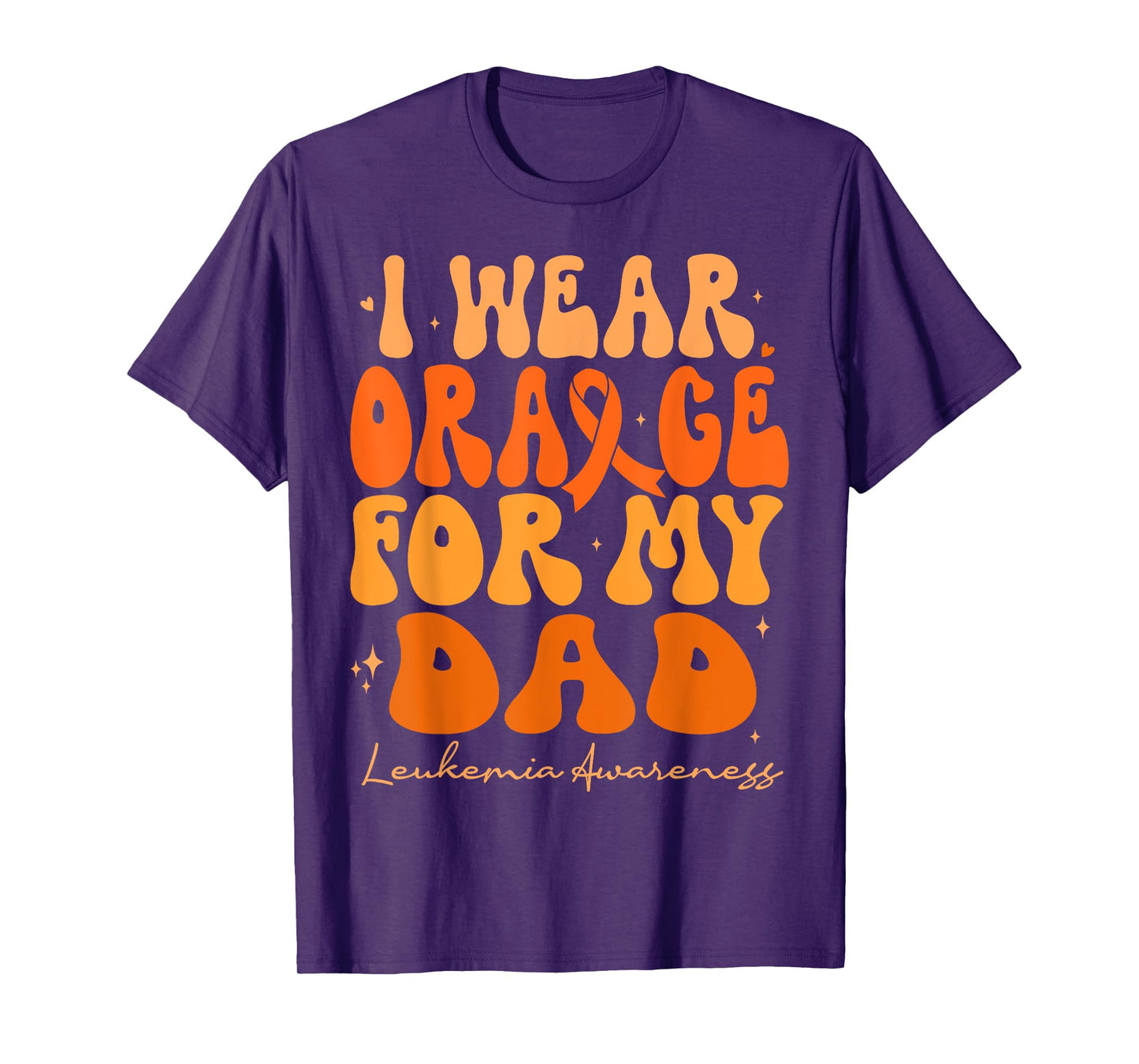 I Wear Orange For My Dad Leukemia Awareness Retro Groovy T-Shirt