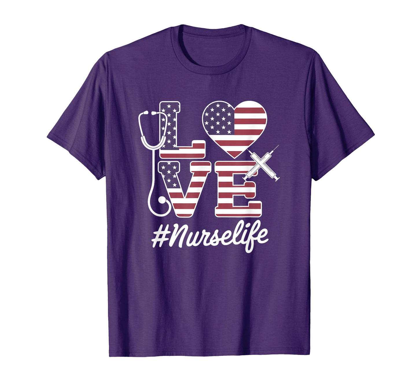 Patriotic Nurse 4th of July American Flag Healthcare Pride T-Shirt