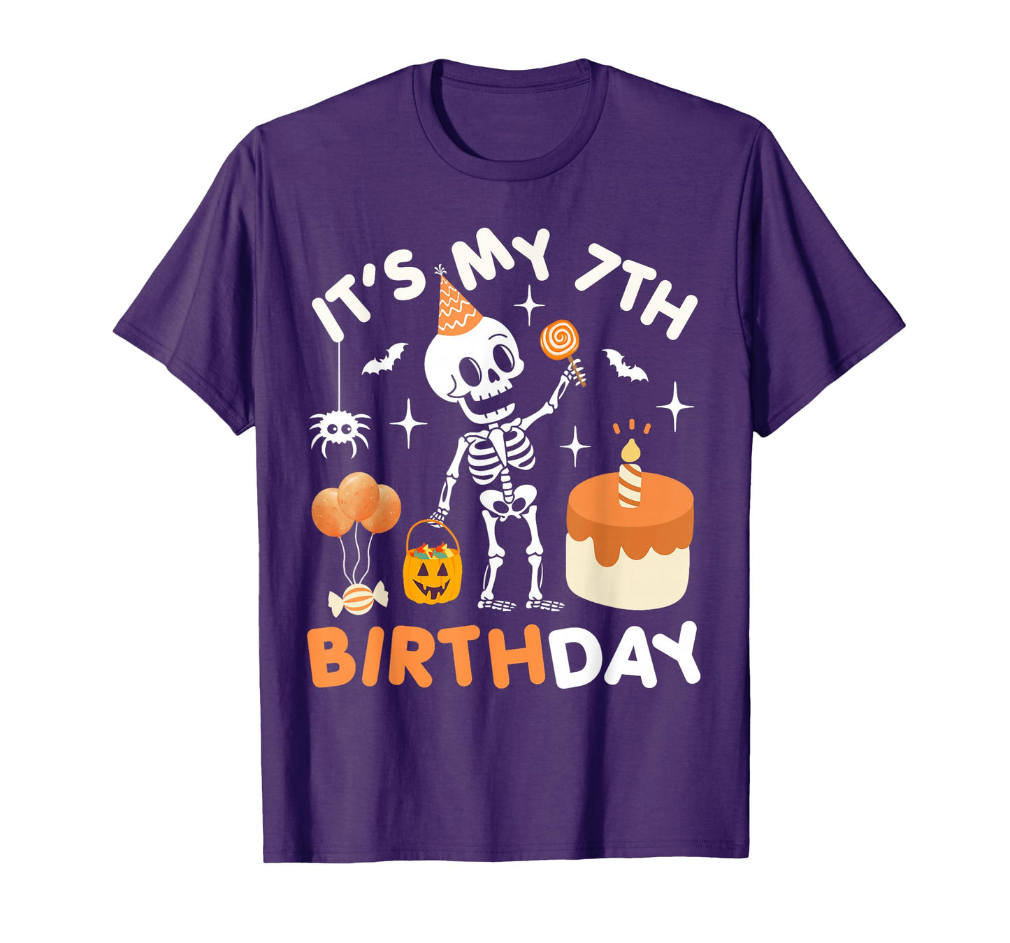 It's My 7th Birthday-Funny Halloween Skeleton 7th Bday Boys T-Shirt