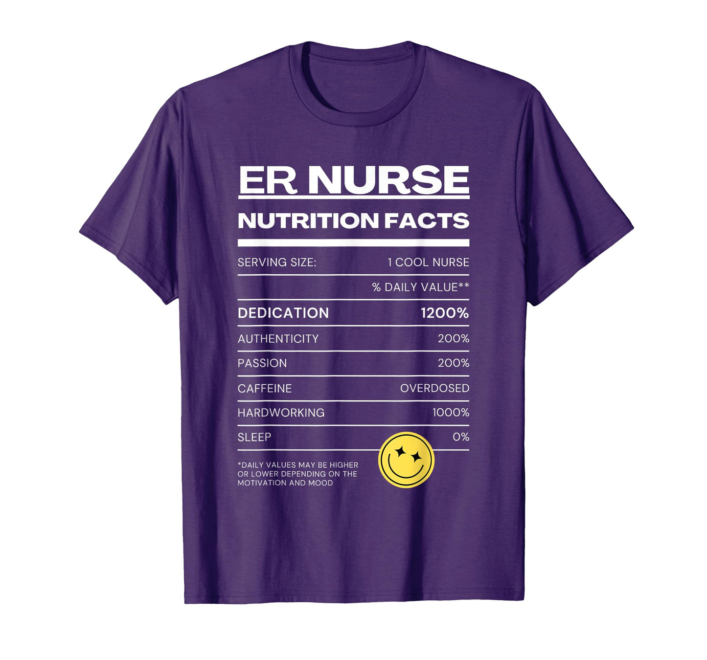 ER Nurse Nutrition Facts ER Nurse T-Shirt