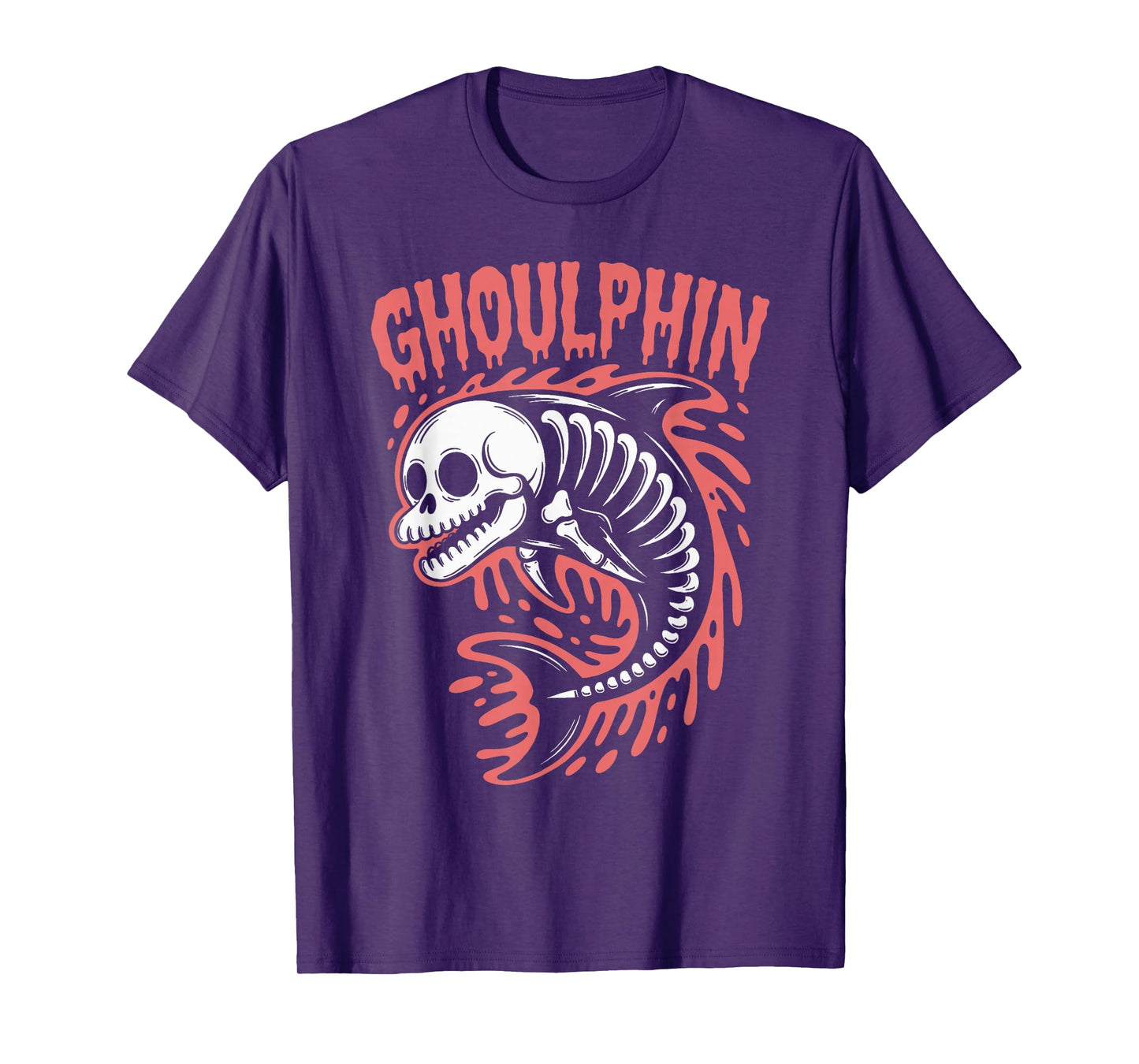Spooky Dolphin Skeleton Halloween T-Shirt