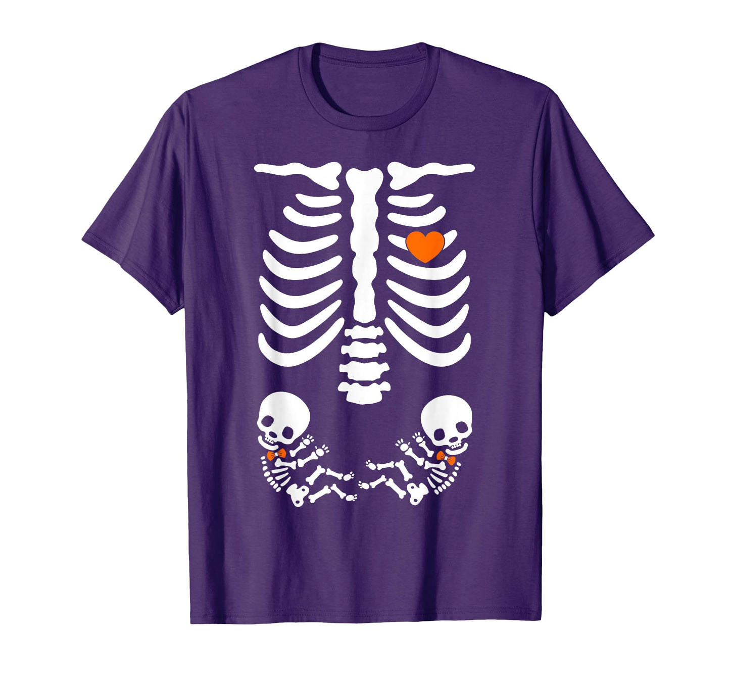 Funny Pregnancy Announcement Twins Skeleton Halloween Family T-Shirt