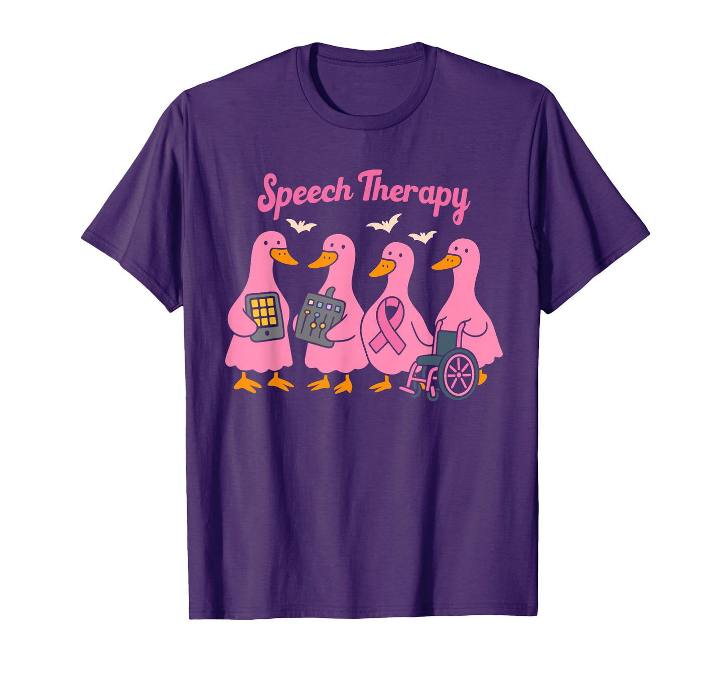 Pink Goose Ribbon Speech Language Pathologist Therapy T-Shirt