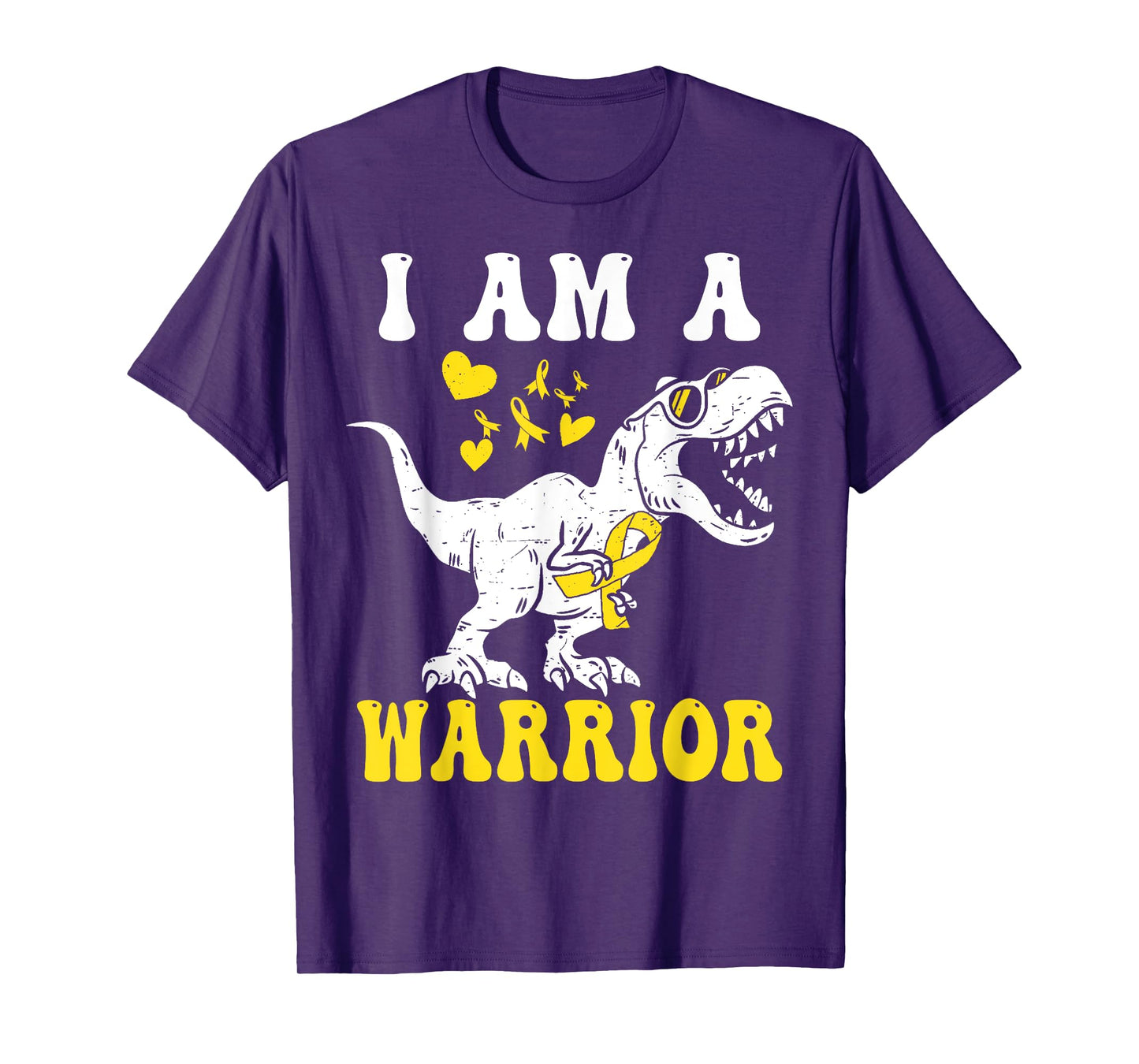 I Am A Warrior Childhood Cancer Awareness Gold Ribbon T-Shirt
