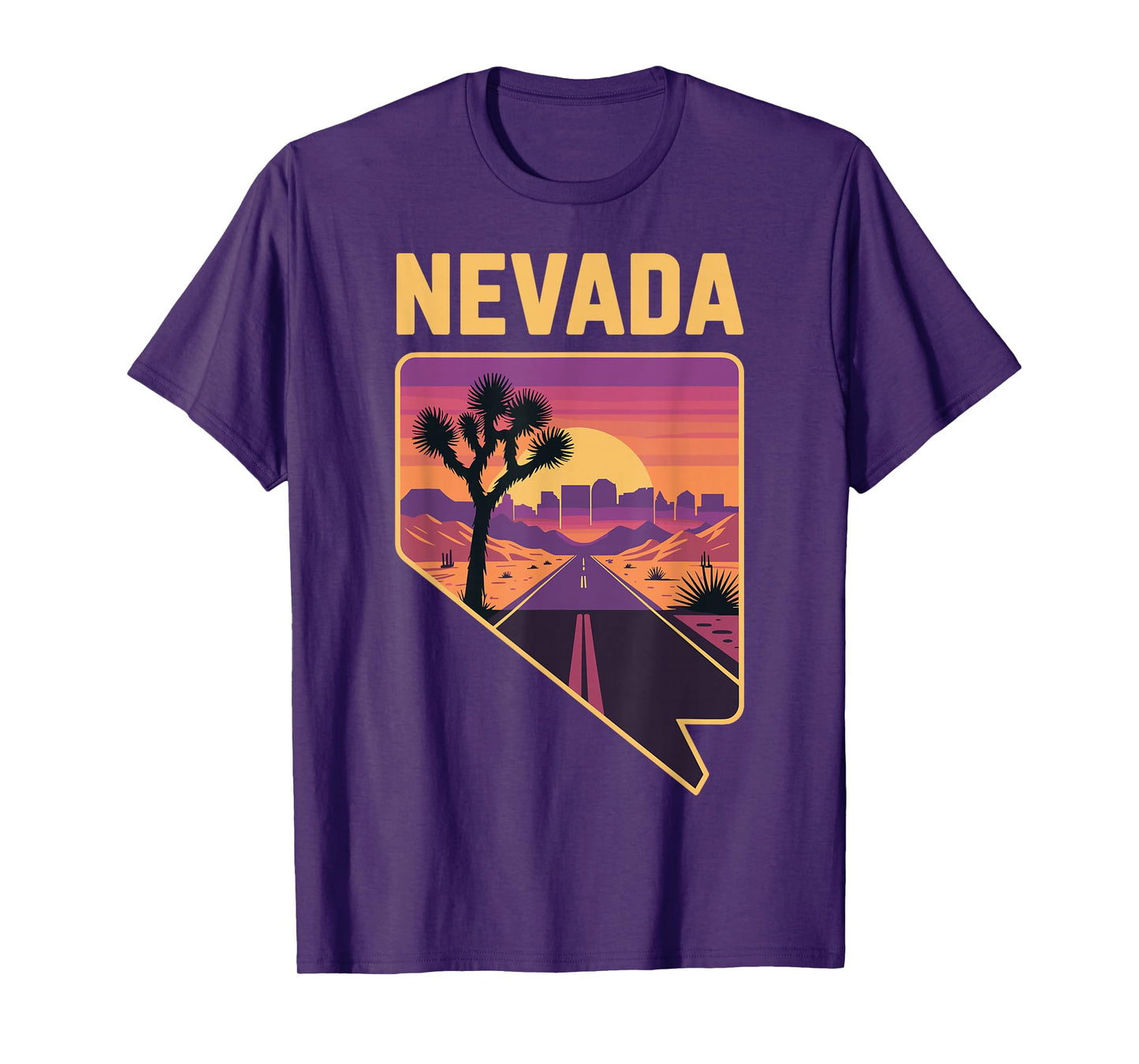 Nevada Desert Sunset Retro Trip City T-Shirt