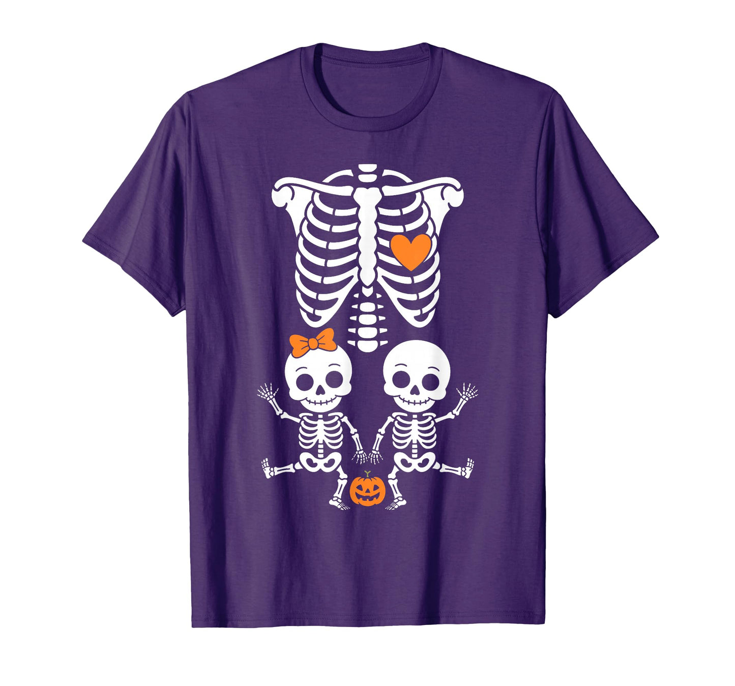 Baby Shower Skeleton Halloween Pregnancy Annoucement Twins T-Shirt