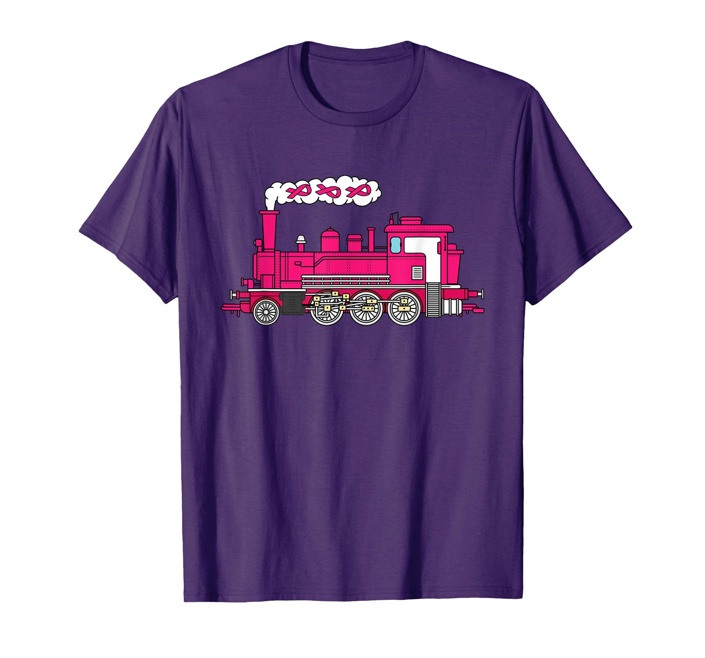 Locomotive Train Pink Ribbon Breast Cancer Awareness T-Shirt