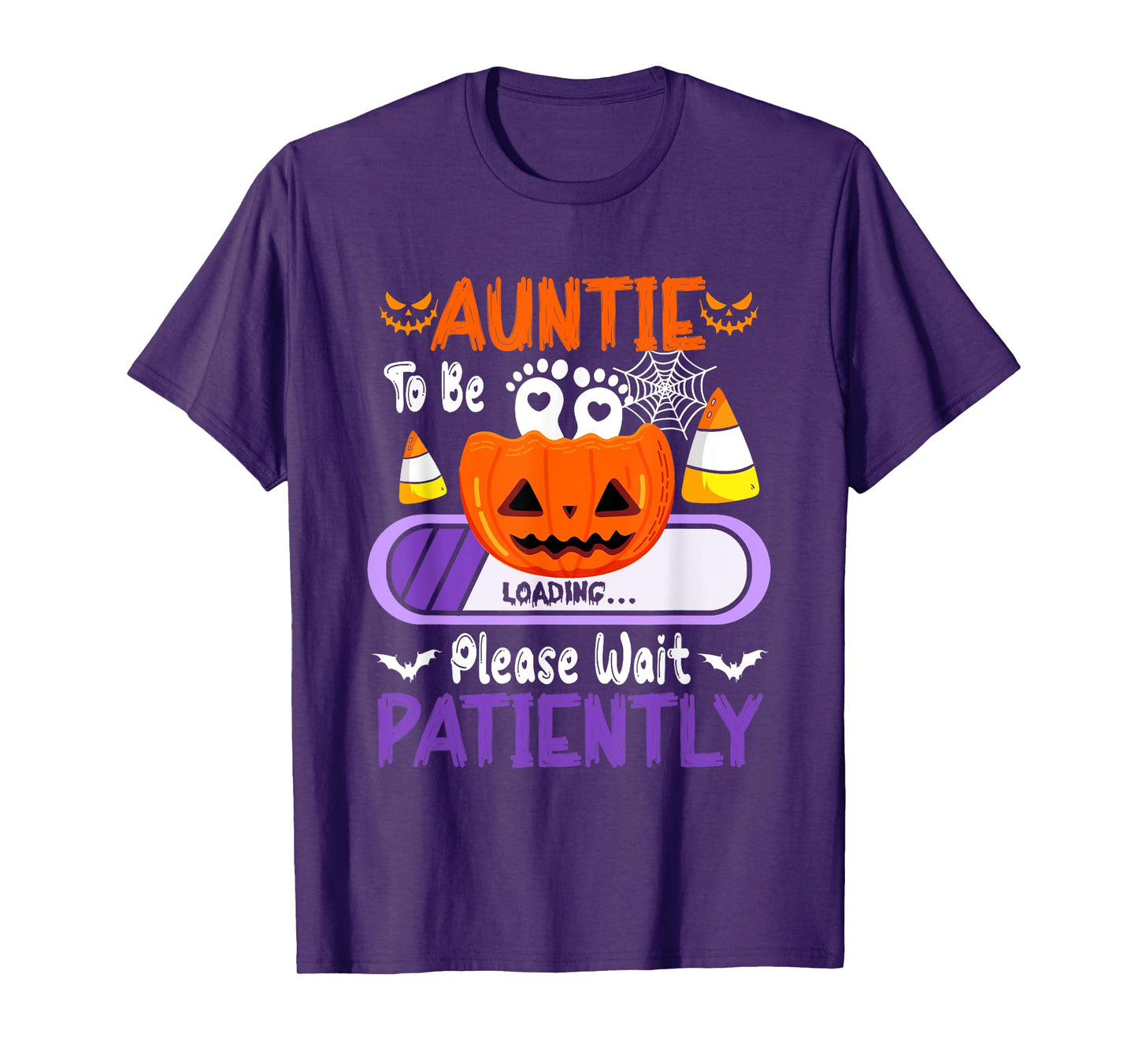 Auntie to Be Loading Halloween Pumpkin Expecting New Baby T-Shirt