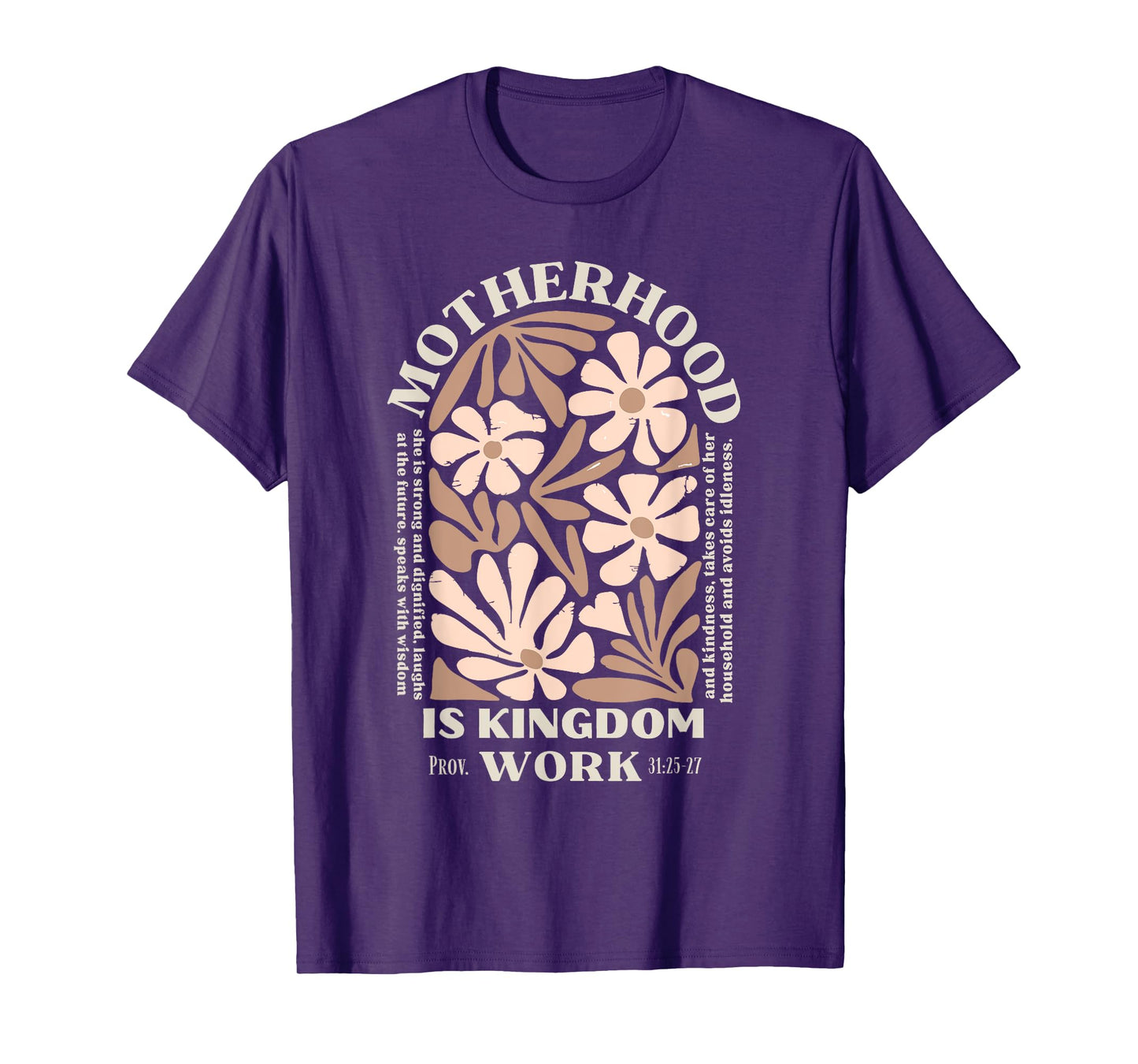 Floral Retro Motherhood is Kingdom Work Mama Mothers Day T-Shirt