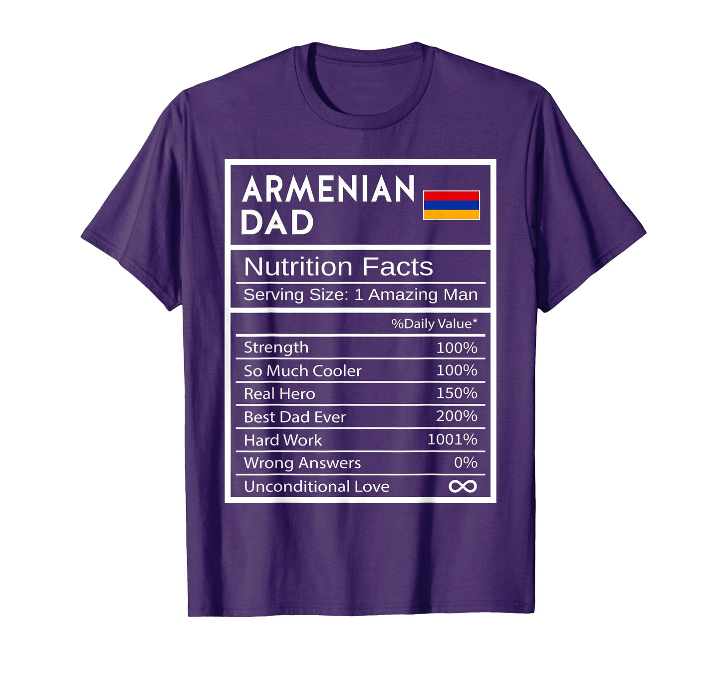 Armenian Dad Nutrition Facts National Pride Gift For Dad T-Shirt