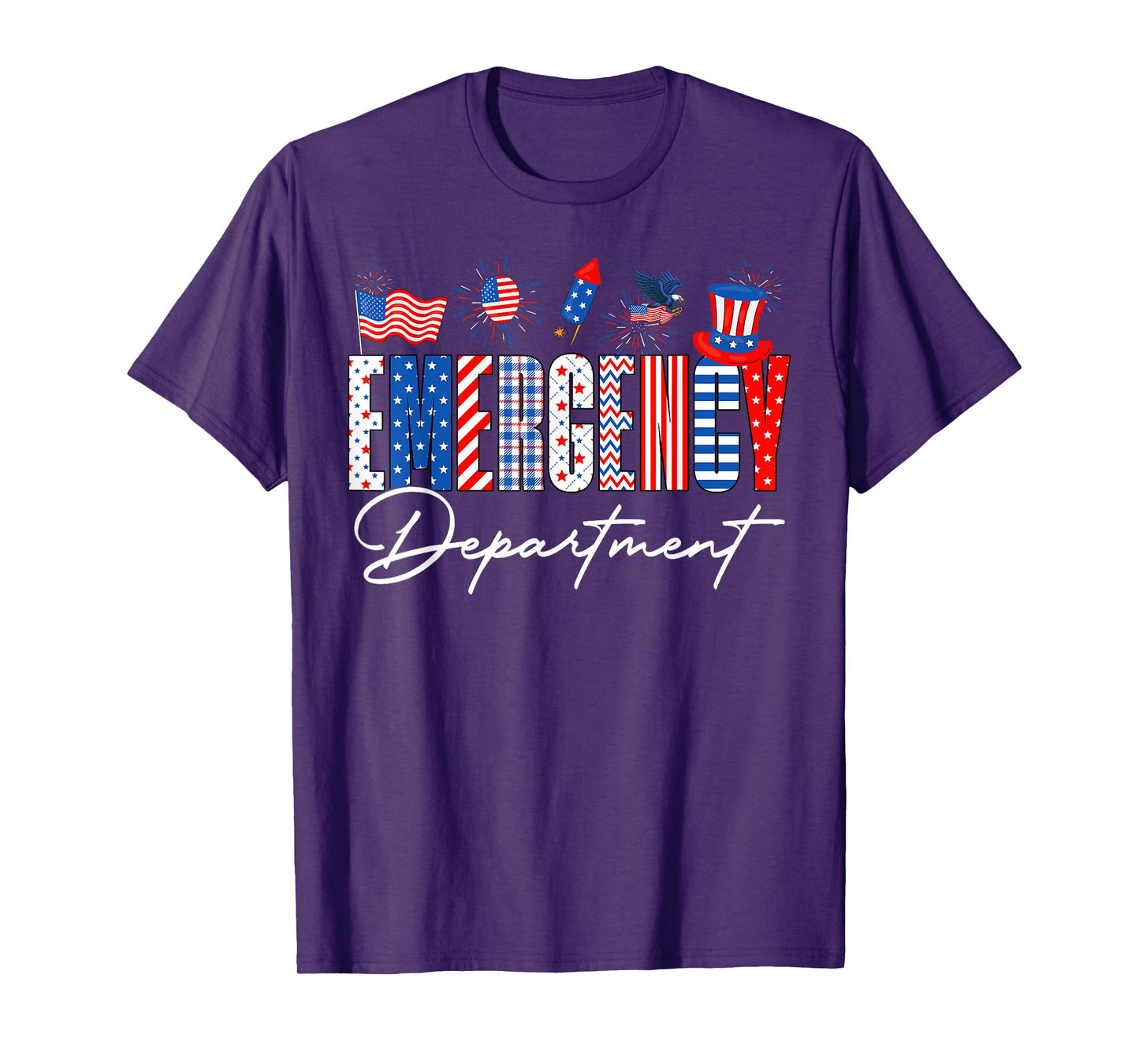 Funny Emergency Department ER Nurse USA Flag 4th Of July T-Shirt