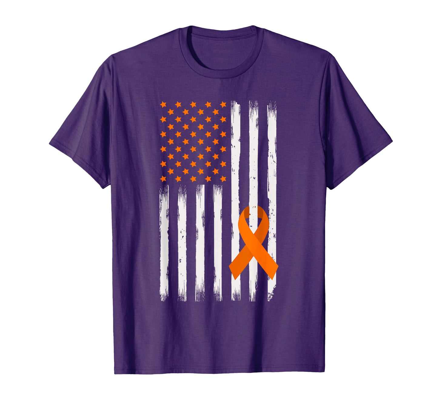 American Flag Orange Ribbon Kidney Cancer Awareness Warrior T-Shirt