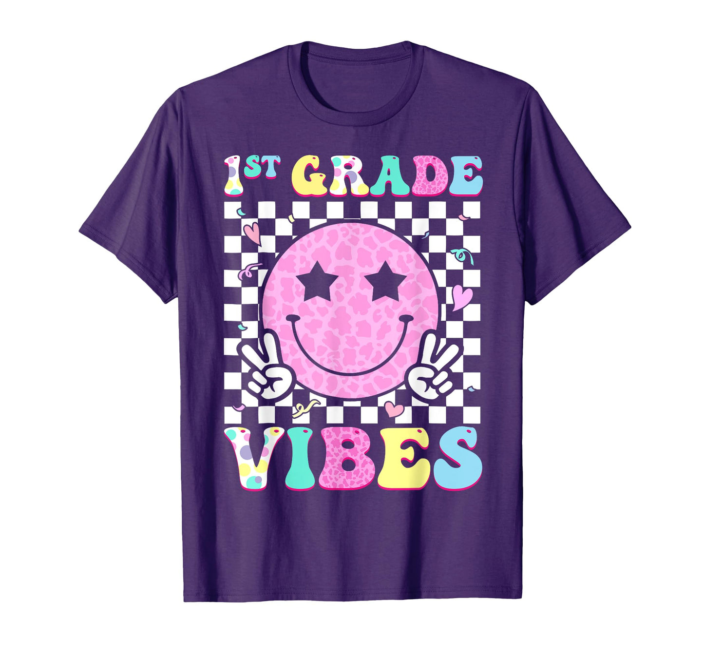 1st Grade Vibes Groovy Back to School First Grade Girls Kids T-Shirt