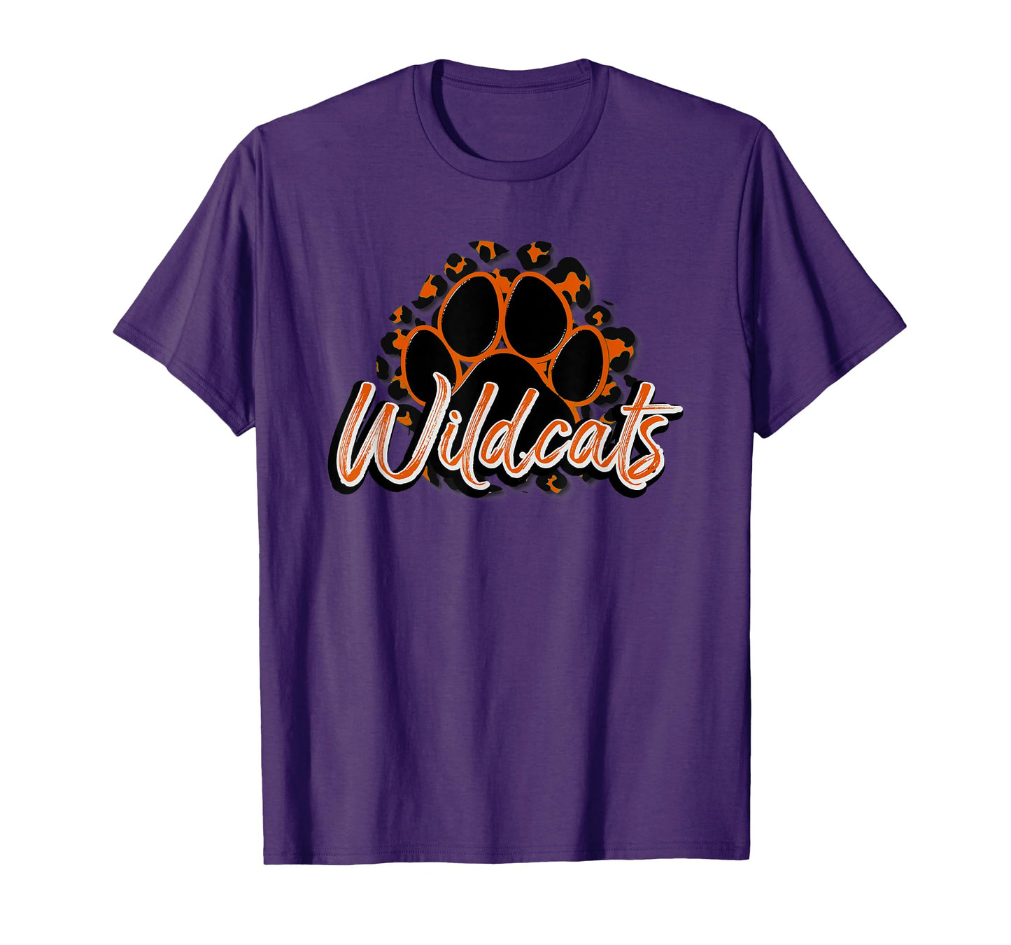 Wildcats Orange Black Cheetah School Sports Fan Team Spirit T-Shirt