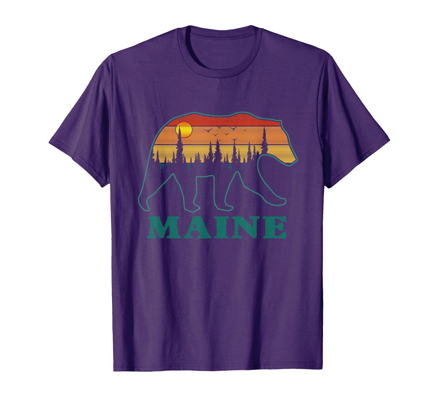 Retro Maine Grizzly Bear Nature Camping Mountain Hiking T-Shirt
