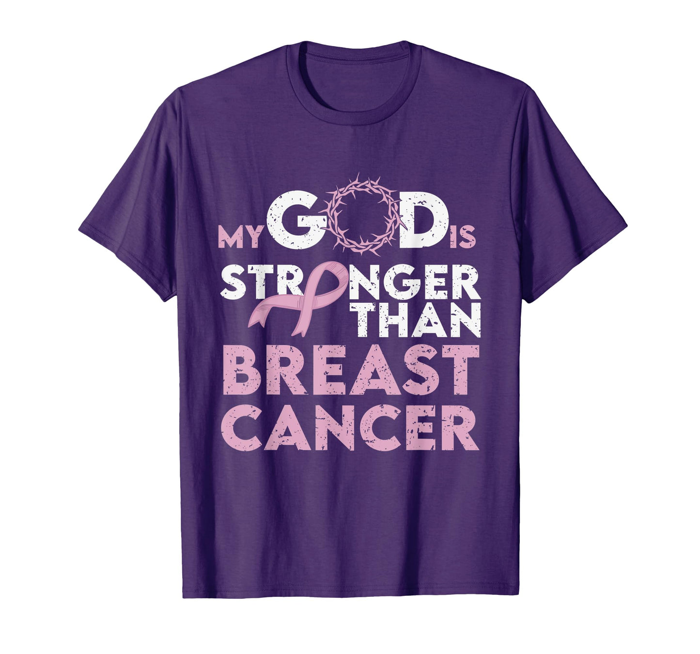 My GOD Stronger Than Breast Cancer Awareness Christian T-Shirt