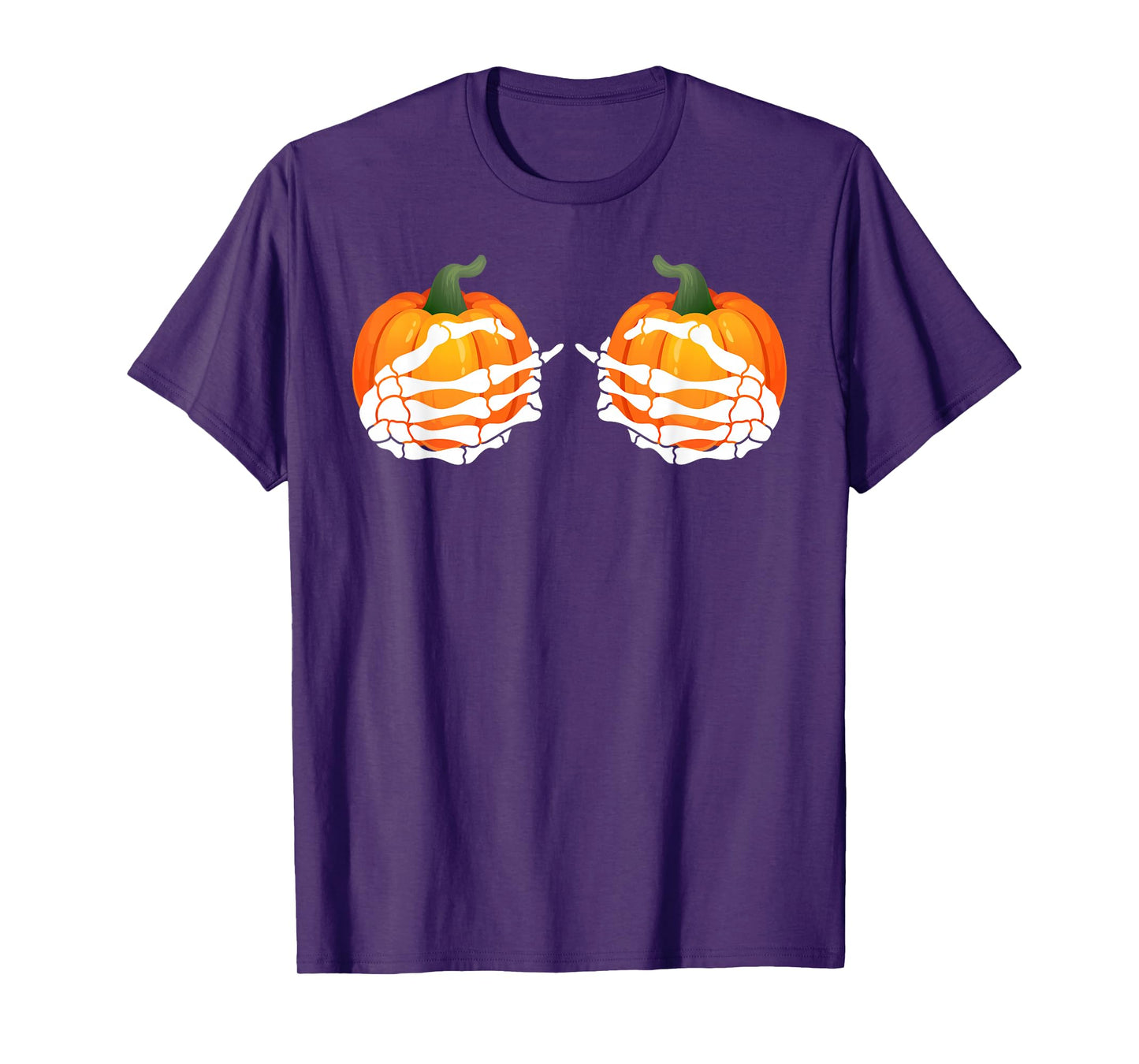 Skeleton Hands Holding Pumpkins Bra Halloween Costume Day T-Shirt