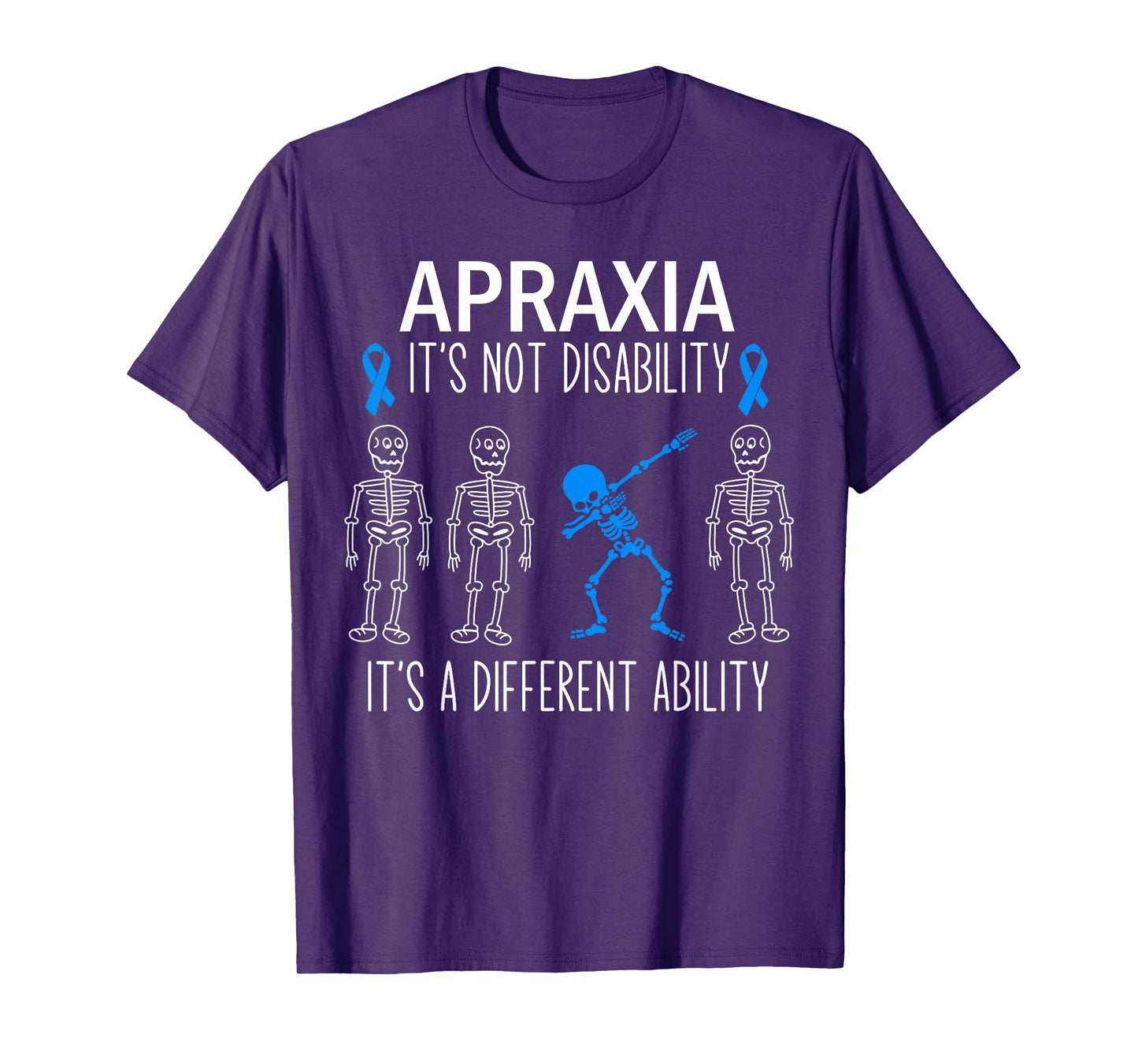 Apraxia Awareness Dabbing Different Ability Blue Ribbon T-Shirt