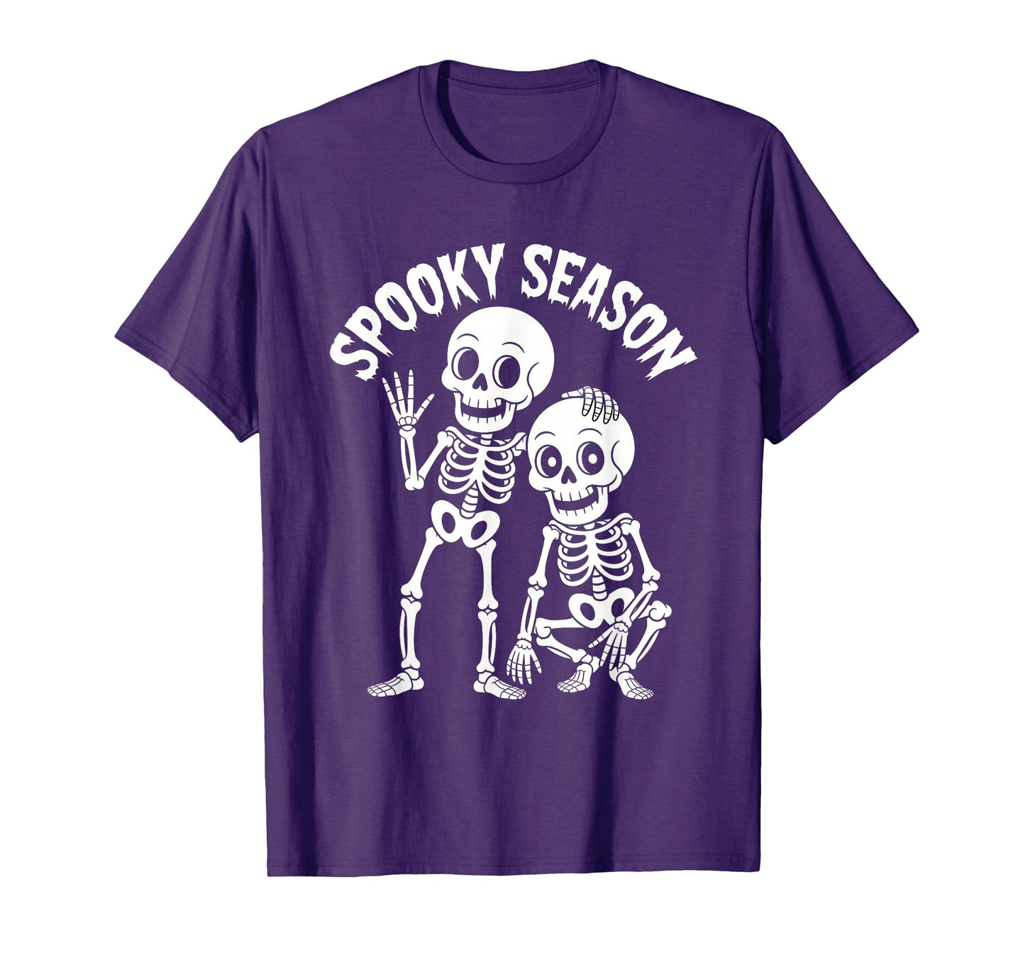 Cartoon Skeleton Couple Cute Spooky Season Bone Duo Art T-Shirt