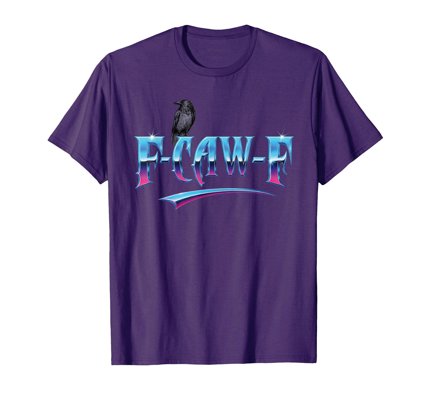 F-Caw-F Simple Letters Modern Black Crow Decorative F-Caw-F T-Shirt