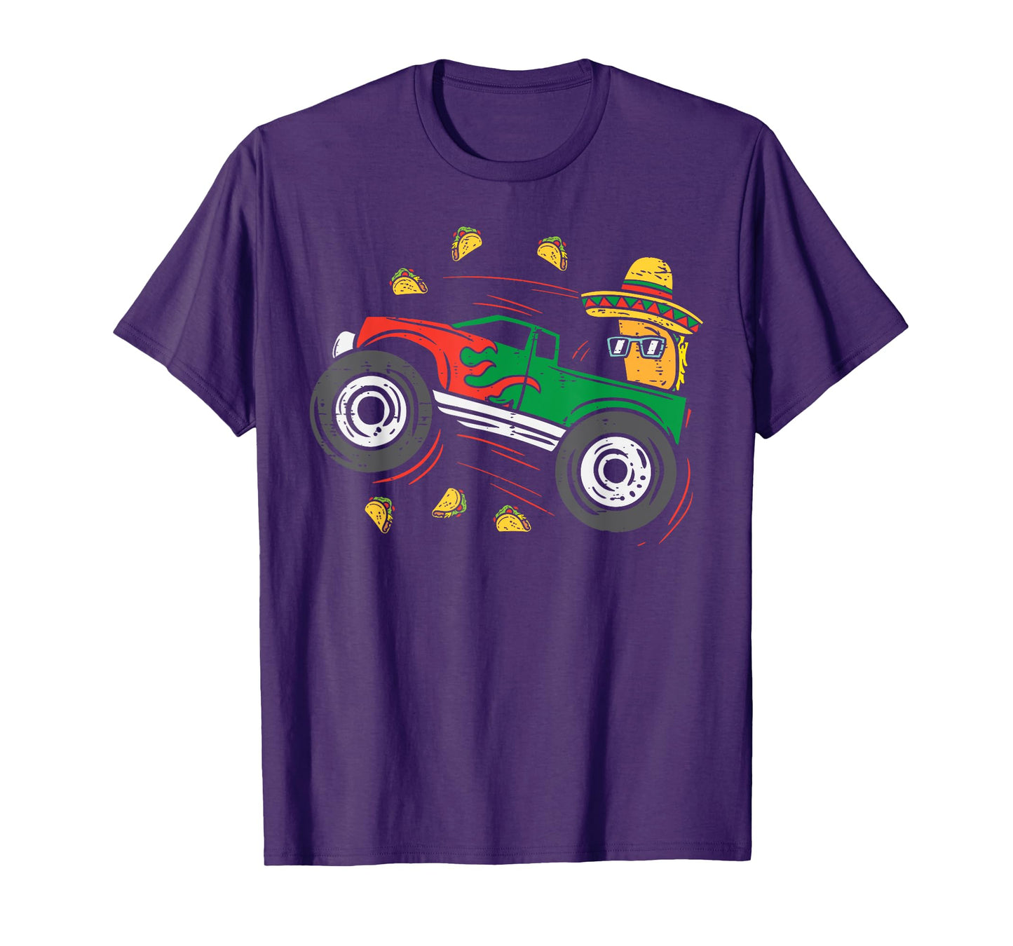 Tacos Riding Mexican Monster Truck Cinco De Mayo Kids Boys T-Shirt