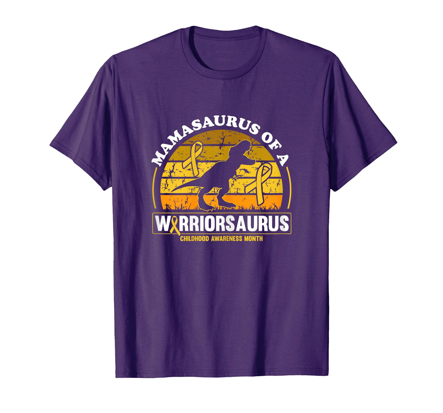 Mamasaurus Of A Warriorsaurus Childhood Cancer Awareness T-Shirt