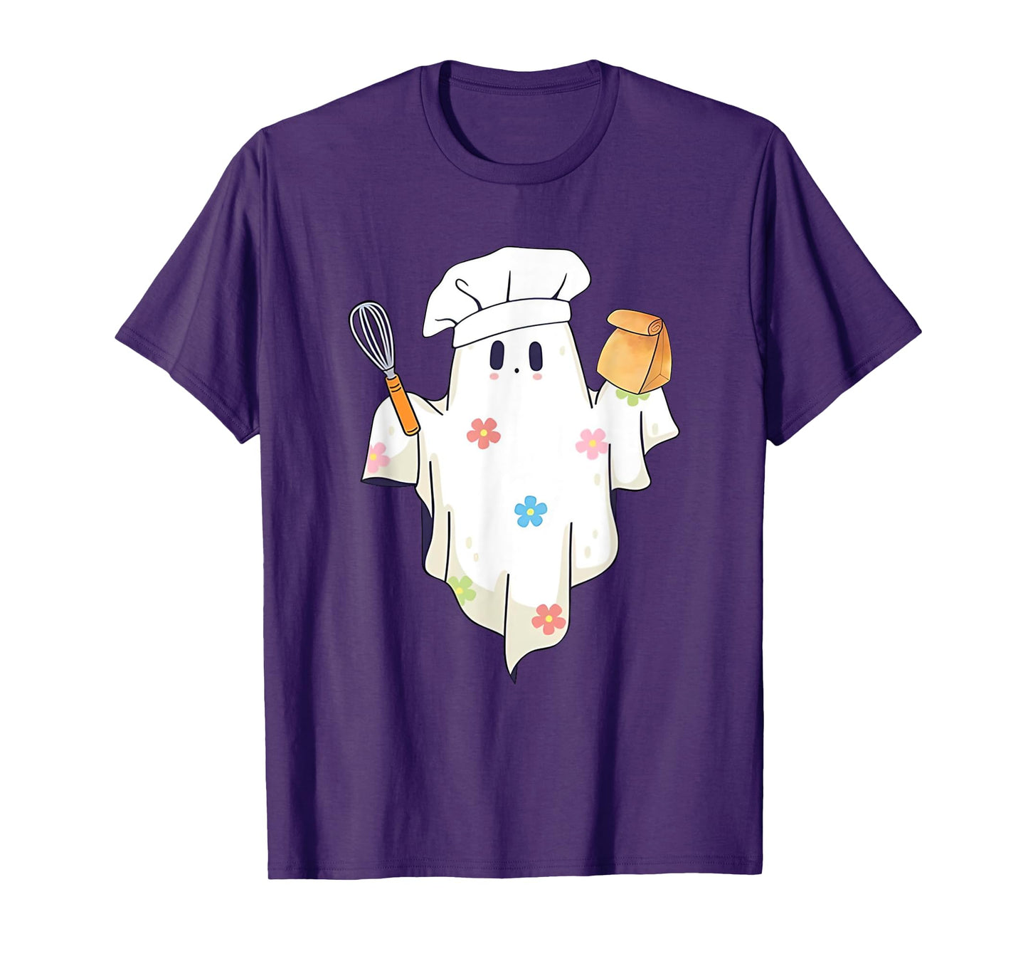 Cute Little Ghost Chef Funny Lunch Lady Cafeteria Costume T-Shirt
