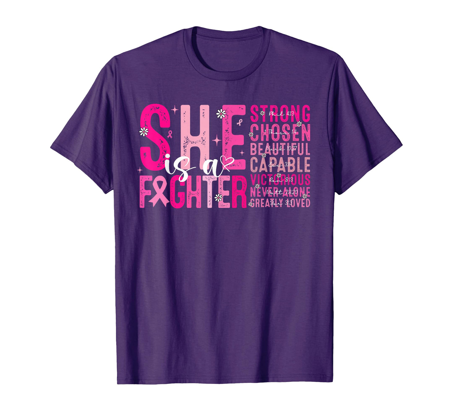 She Is A Fighter Strong Chosen Pink Breast Cancer Awareness T-Shirt